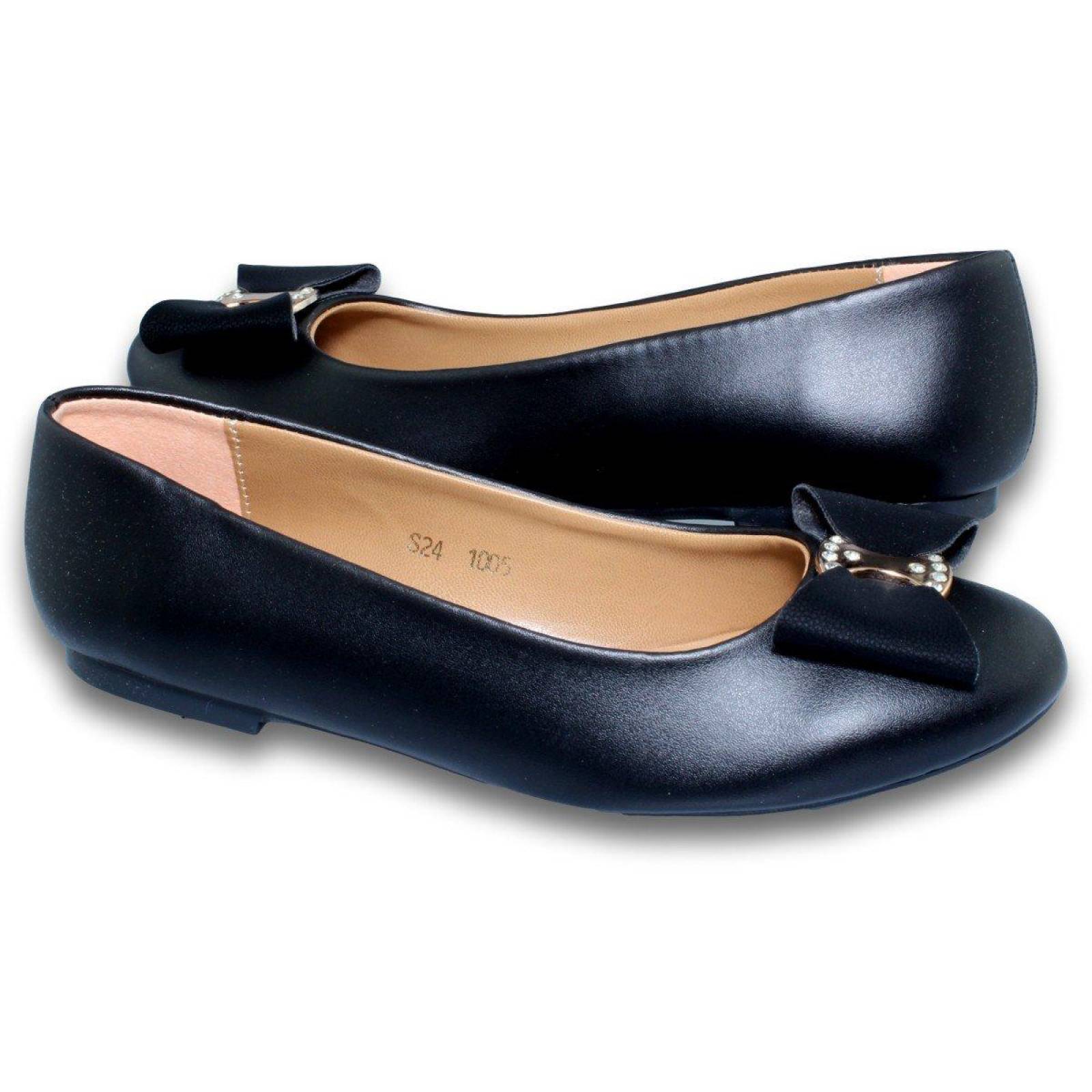 Balerinas Para Mujer Con Moño. Estilo 2105Co5 Simipiel Color Negro
