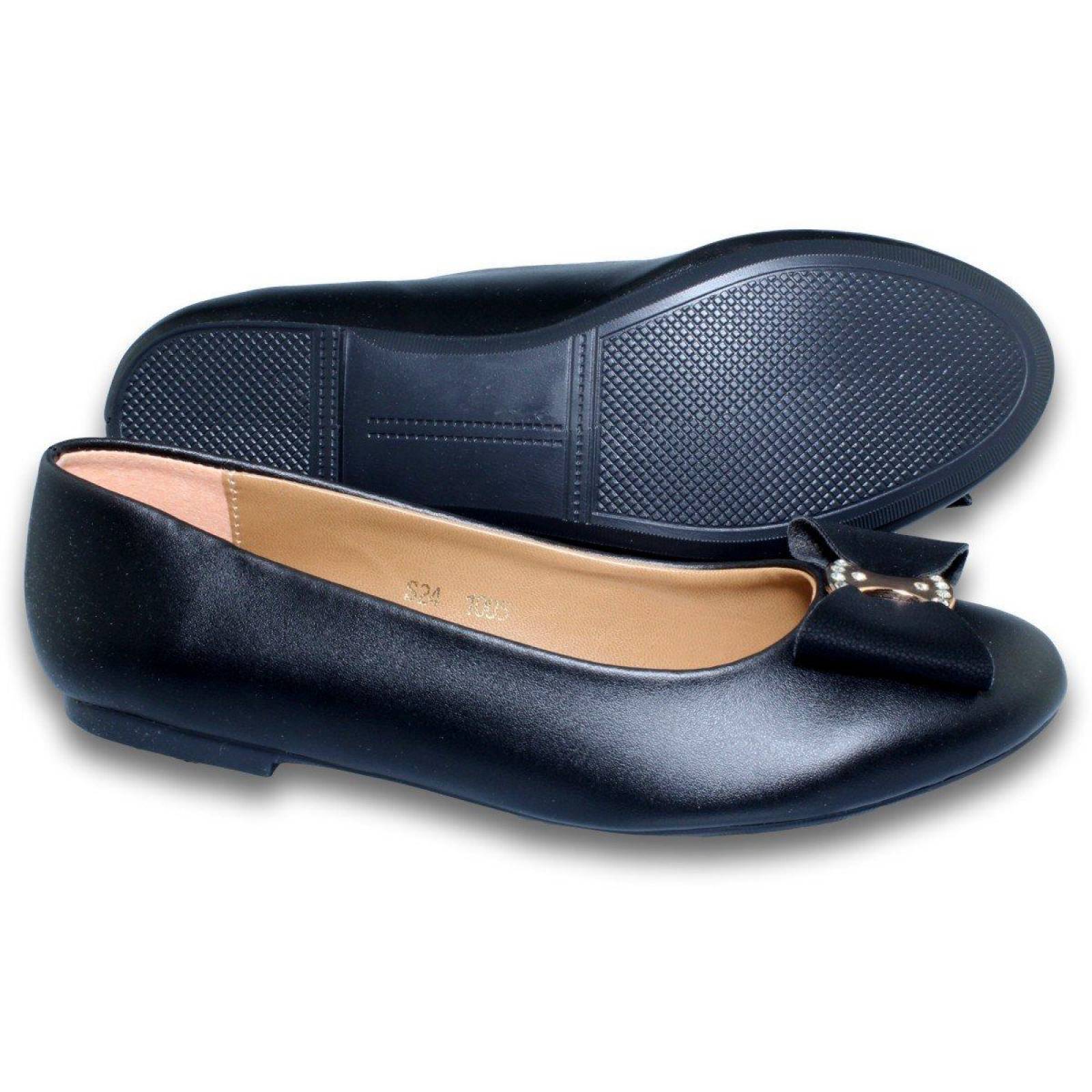 Balerinas Para Mujer Con Moño. Estilo 2105Co5 Simipiel Color Negro
