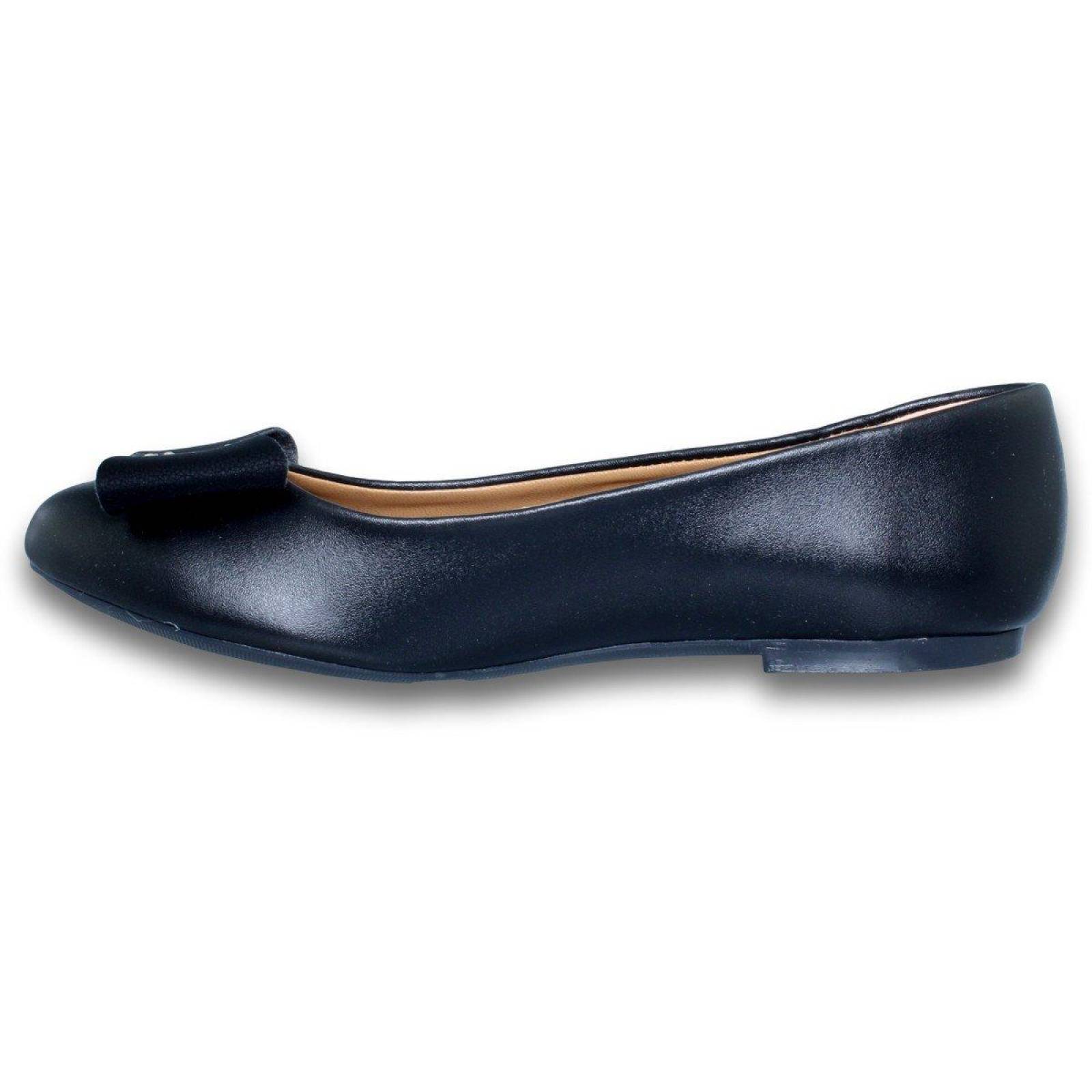 Balerinas Para Mujer Con Moño. Estilo 2105Co5 Simipiel Color Negro