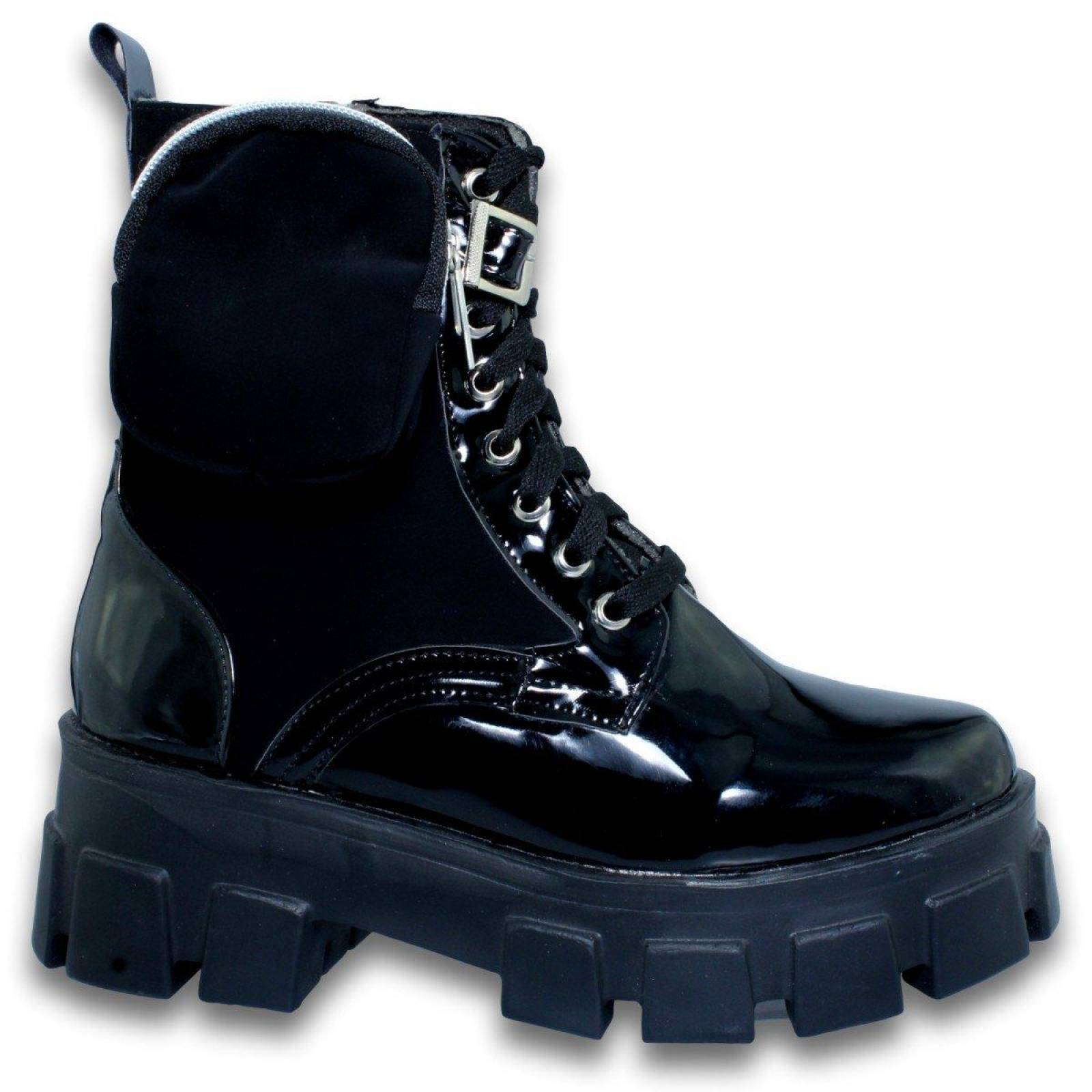 Botas Para Mujer Con Bolsita Estilo 0052Ce5 Charol Buck Color Negro 