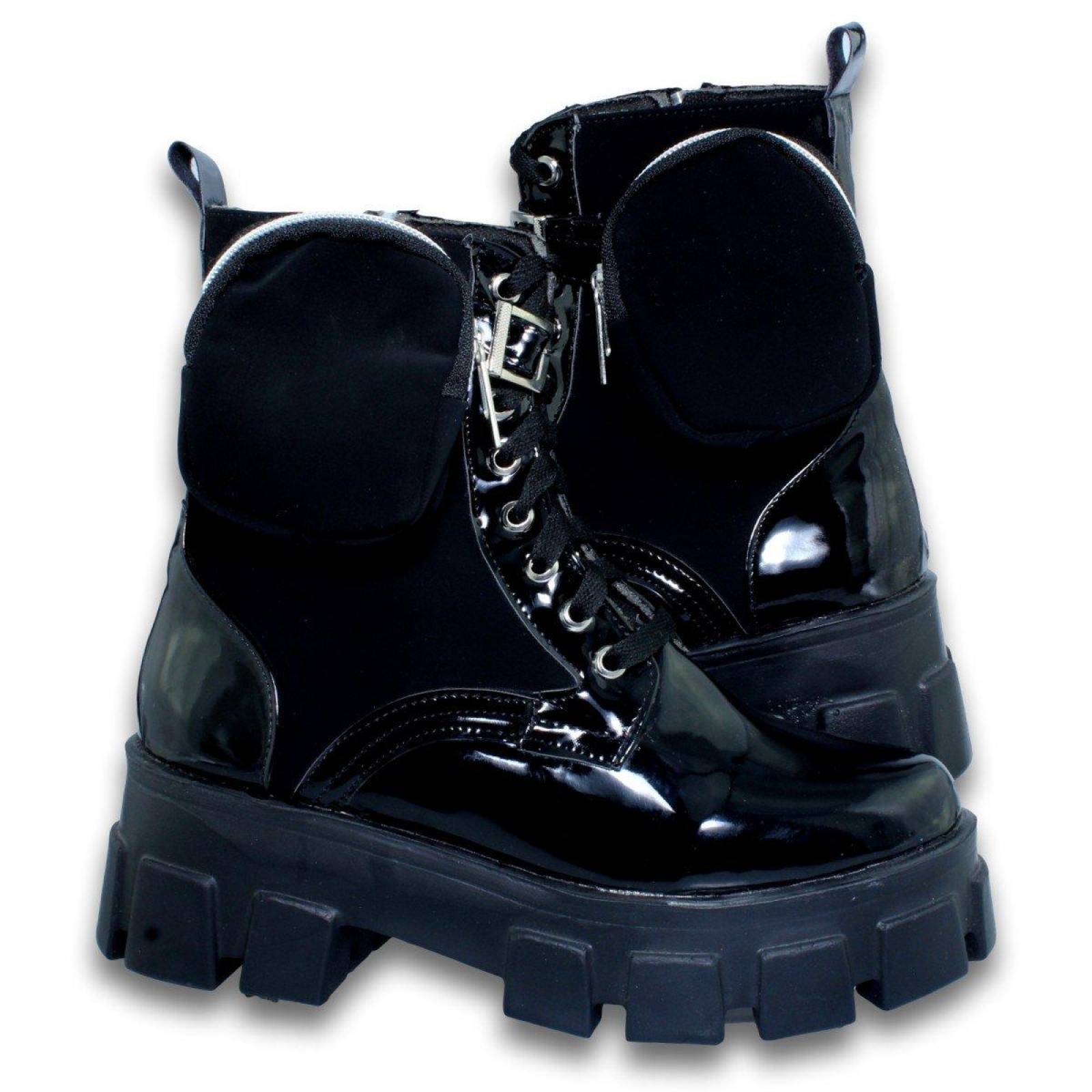 Botas Para Mujer Con Bolsita Estilo 0052Ce5 Charol Buck Color Negro 