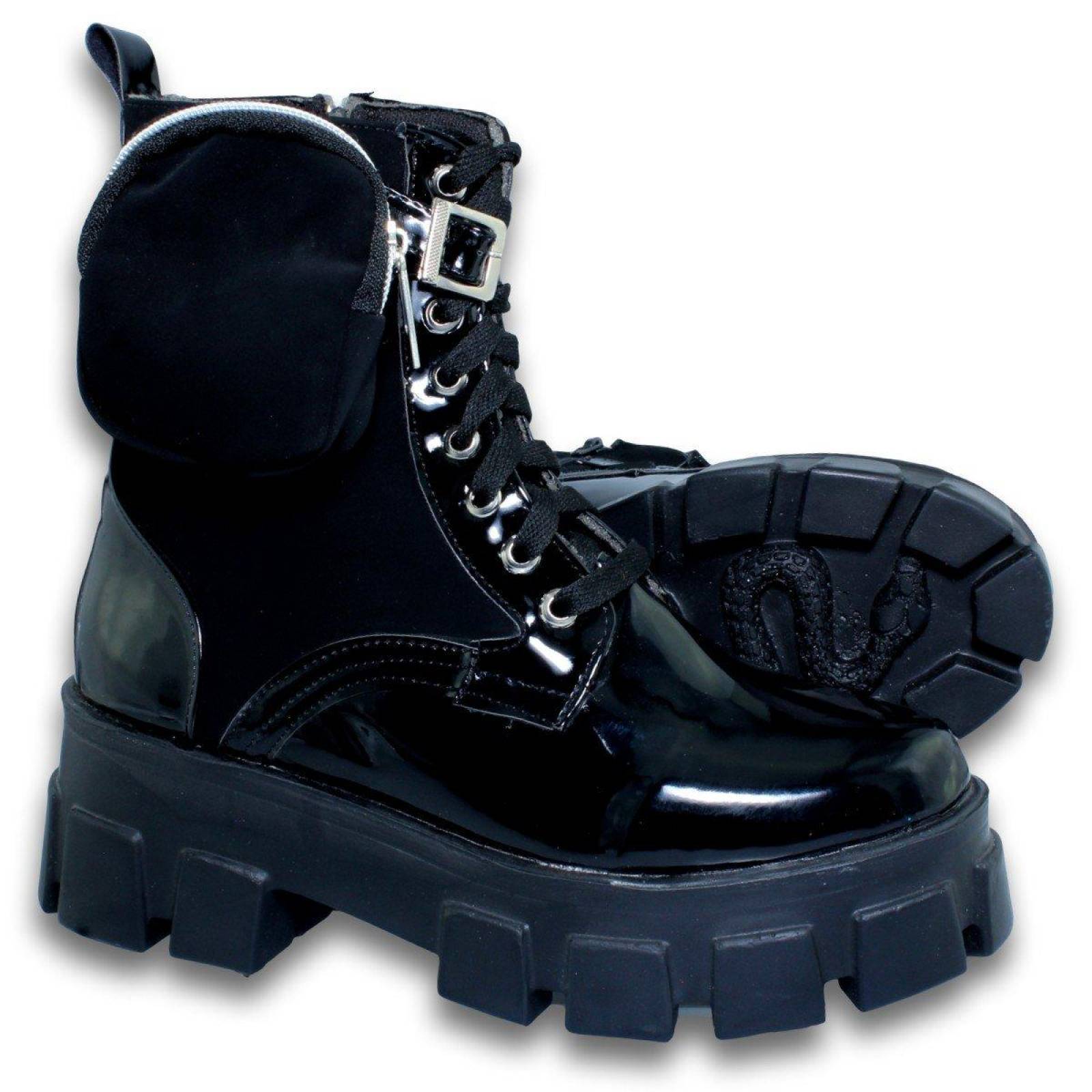 Botas Para Mujer Con Bolsita Estilo 0052Ce5 Charol Buck Color Negro 