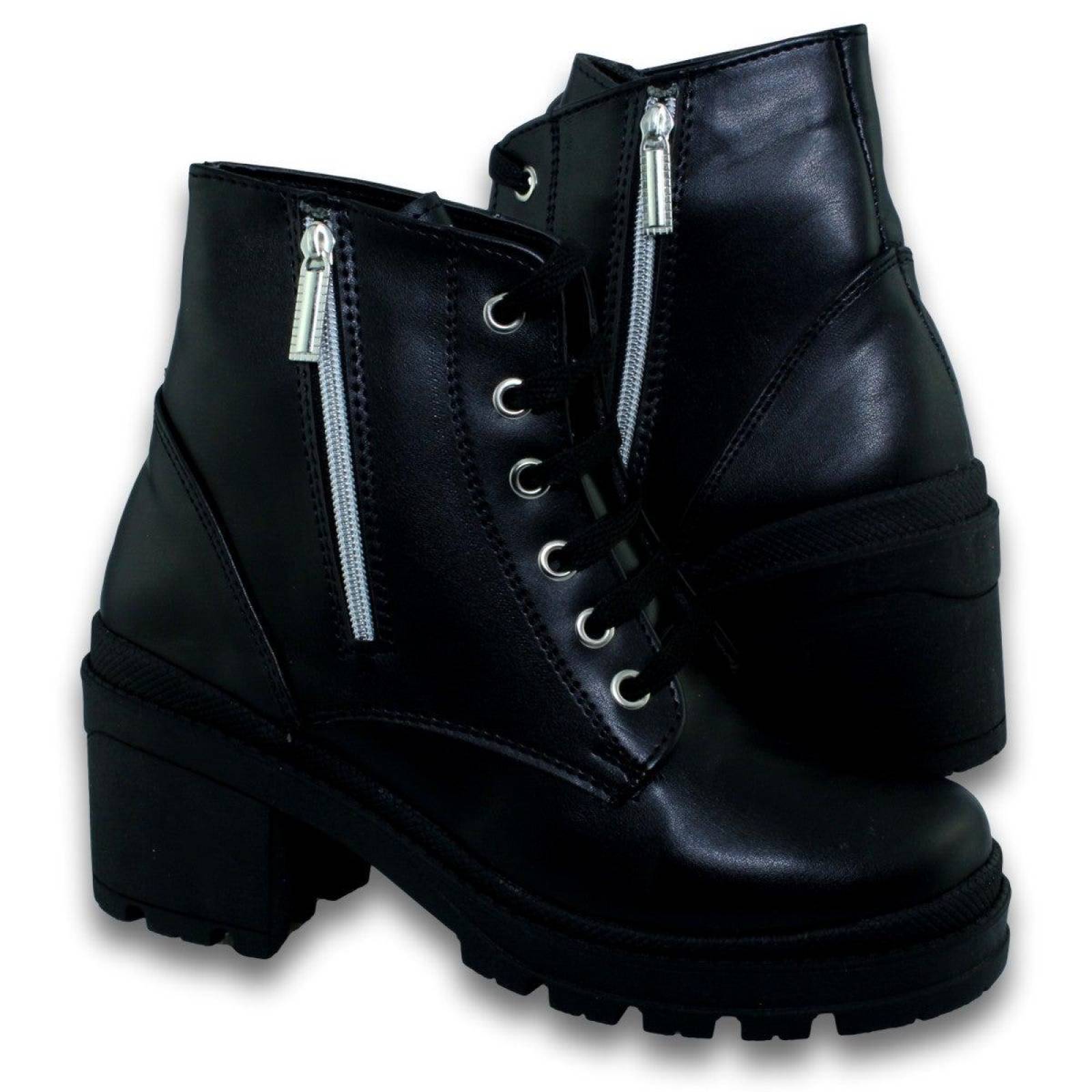 Botas Para Mujer De Moda Con Cierre Estilo 0939La5  Simipiel Color Negro 