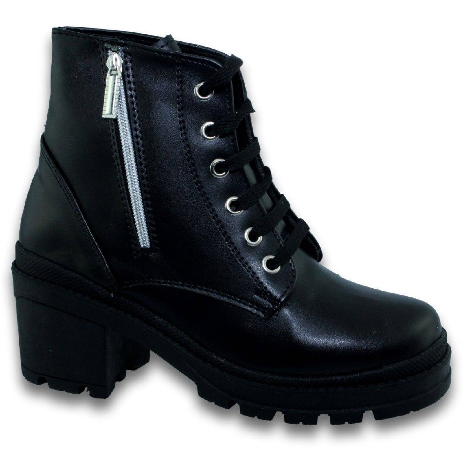 Botas Para Mujer De Moda Con Cierre Estilo 0939La5  Simipiel Color Negro 