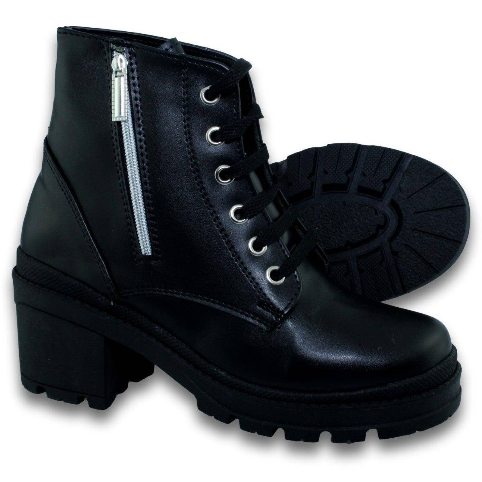 Botas Para Mujer De Moda Con Cierre Estilo 0939La5  Simipiel Color Negro 