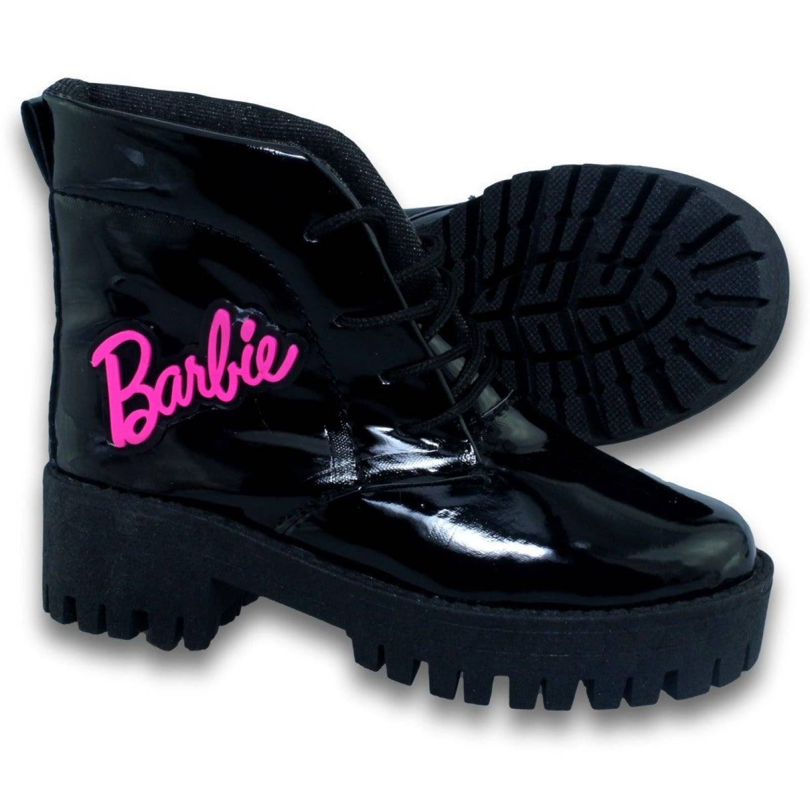 Botas Para Niña De Barbie Estilo 0101Da17  Charol Color Negro 