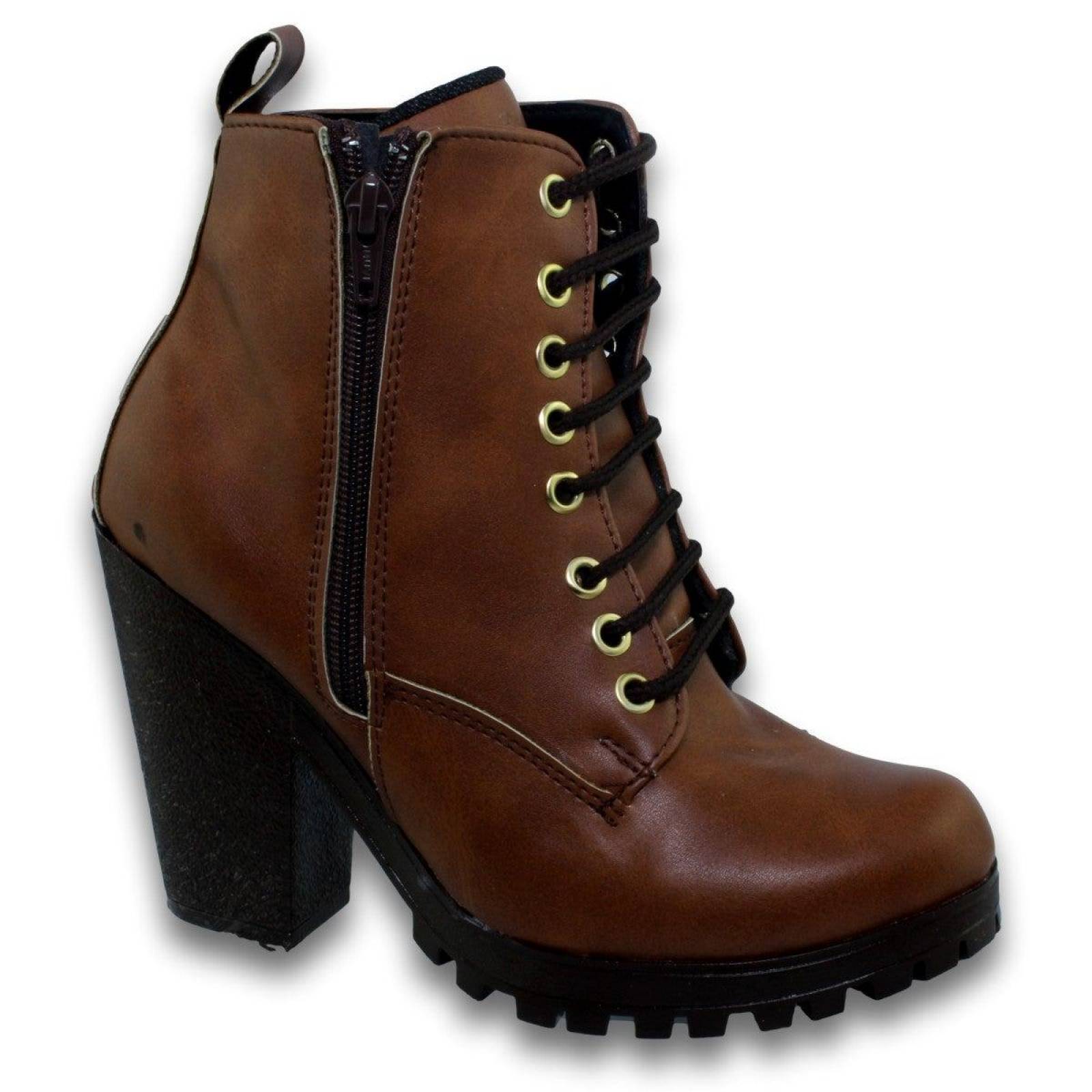 Botines Para Mujer Con Tacon Estilo 0889La5 Simipiel Color Miel 