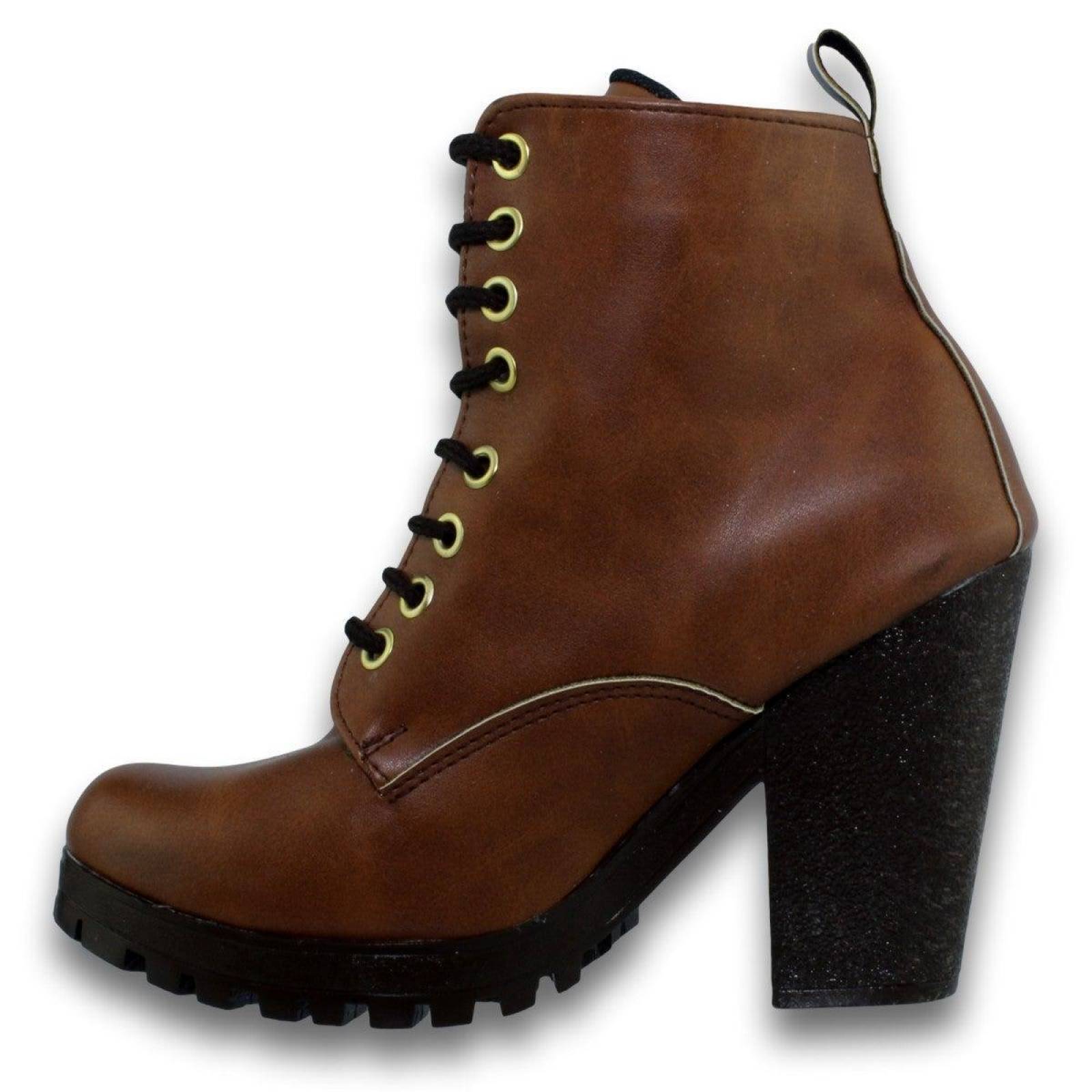 Botines Para Mujer Con Tacon Estilo 0889La5 Simipiel Color Miel 