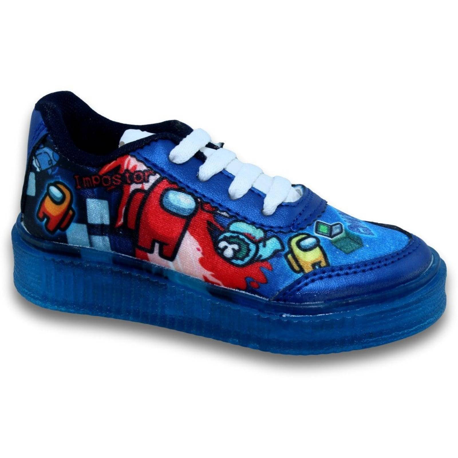 Tenis Para Niño De Among-Us Con Luz Estilo 0801Be17 Textil Color Azul Rey Marin
