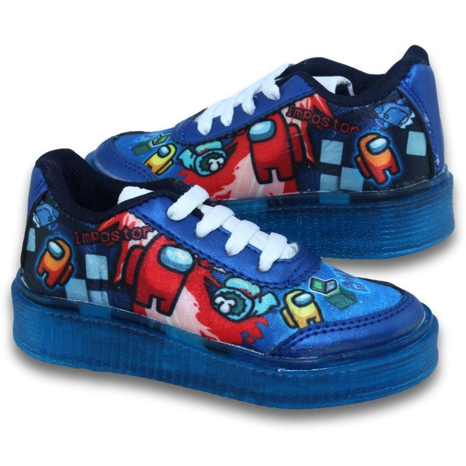 Tenis Para Niño De Among-Us Con Luz Estilo 0801Be17 Textil Color Azul Rey Marin