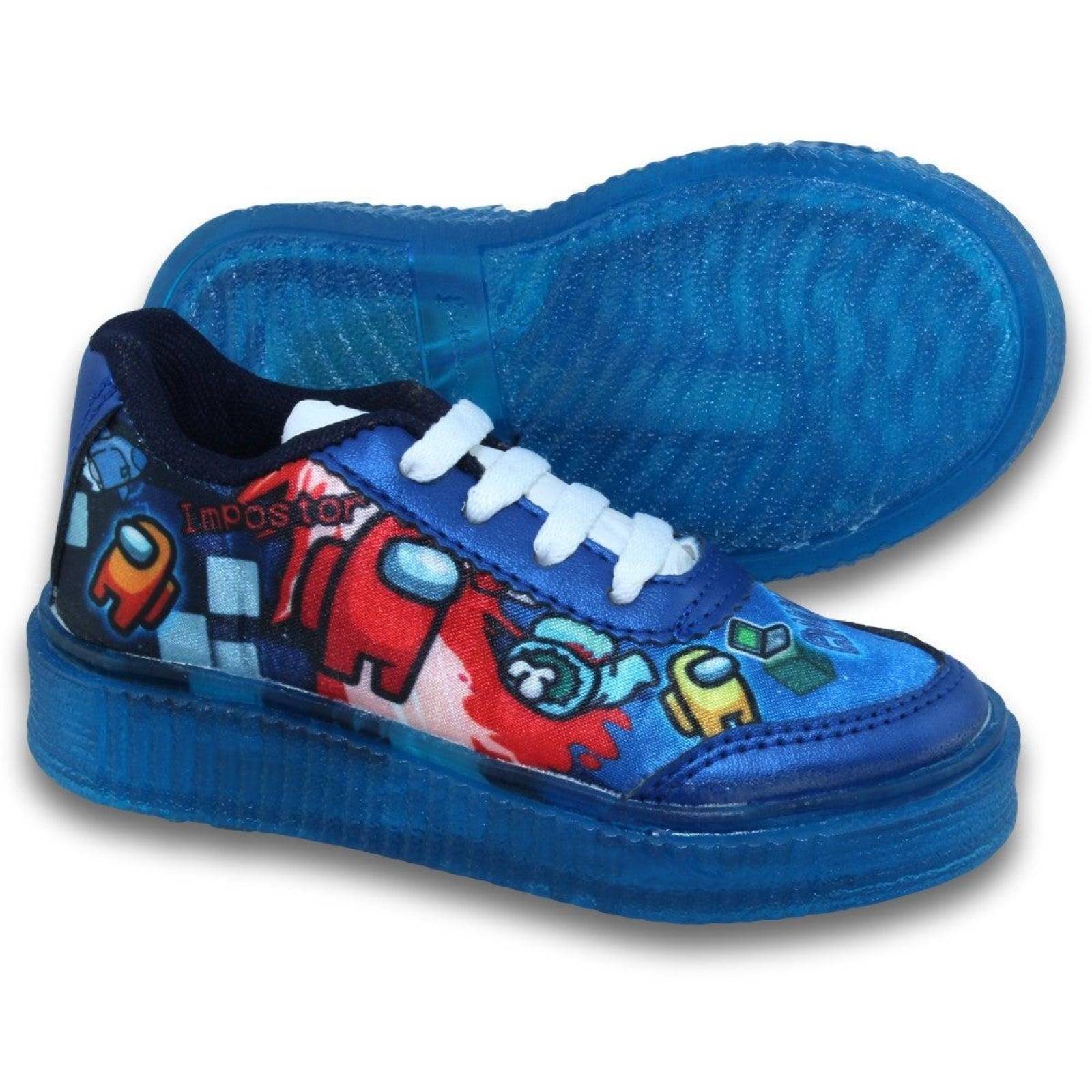 Tenis Para Niño De Among-Us Con Luz Estilo 0801Be17 Textil Color Azul Rey Marin
