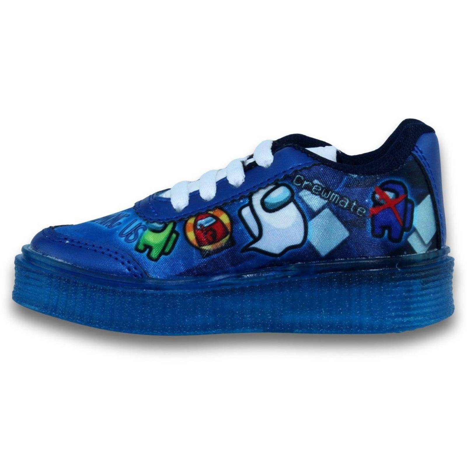 Tenis Para Niño De Among-Us Con Luz Estilo 0801Be17 Textil Color Azul Rey Marin