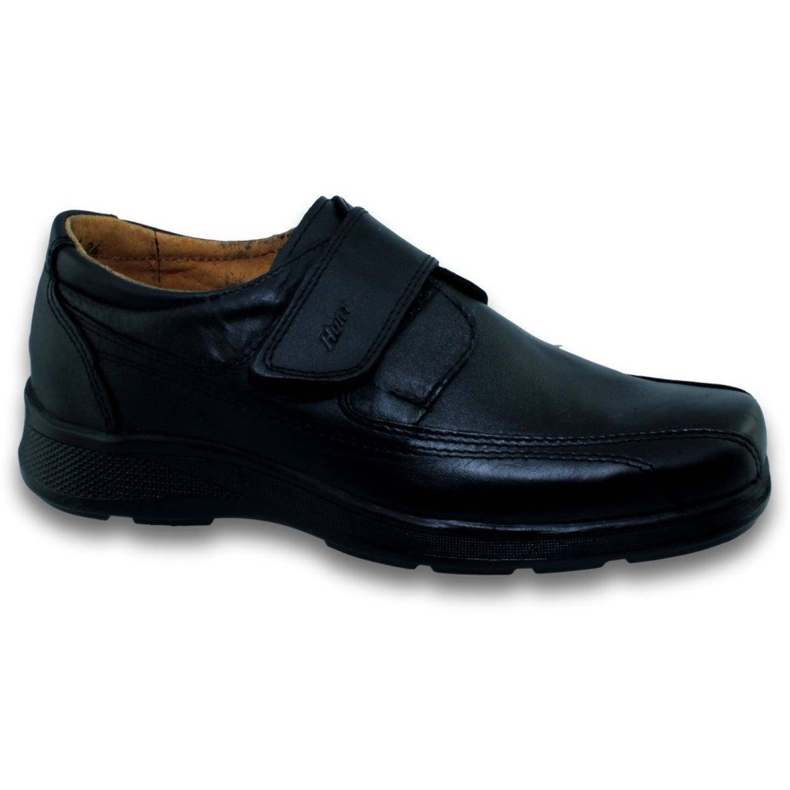 Zapatos Para Hombre De Vestir Con Velcro. Estilo 1235Hu7 Piel Color Negro