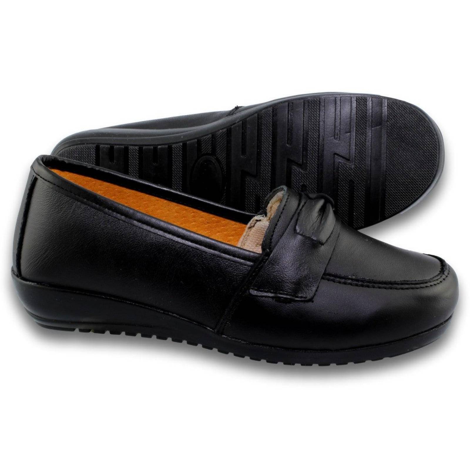 Zapatos De Mujer Confort Con Moño Estilo 0406Am5 Piel Color Negro 