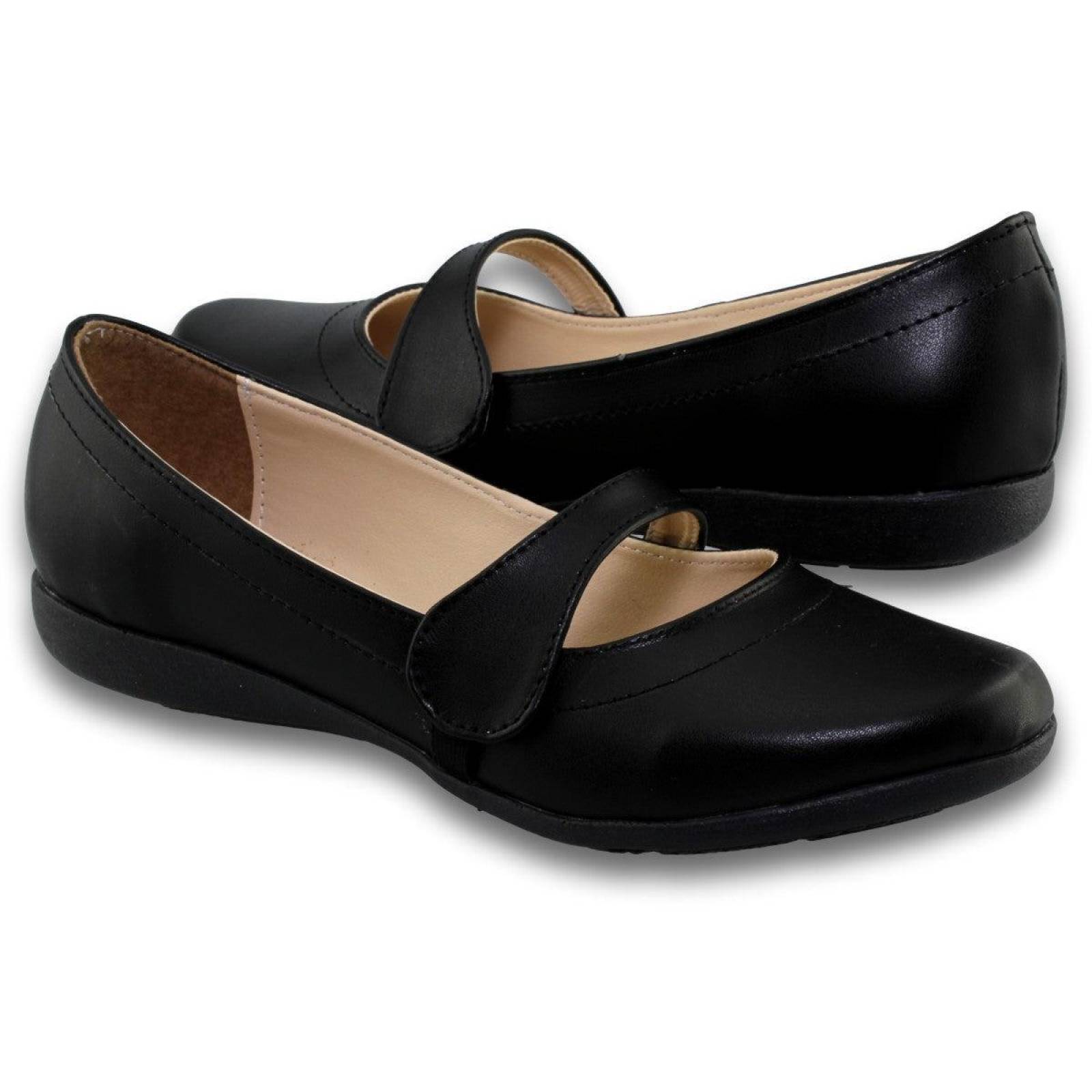 Zapatos Escolares Para Mujer Estilo 0809An5 Simipiel Color Negro 
