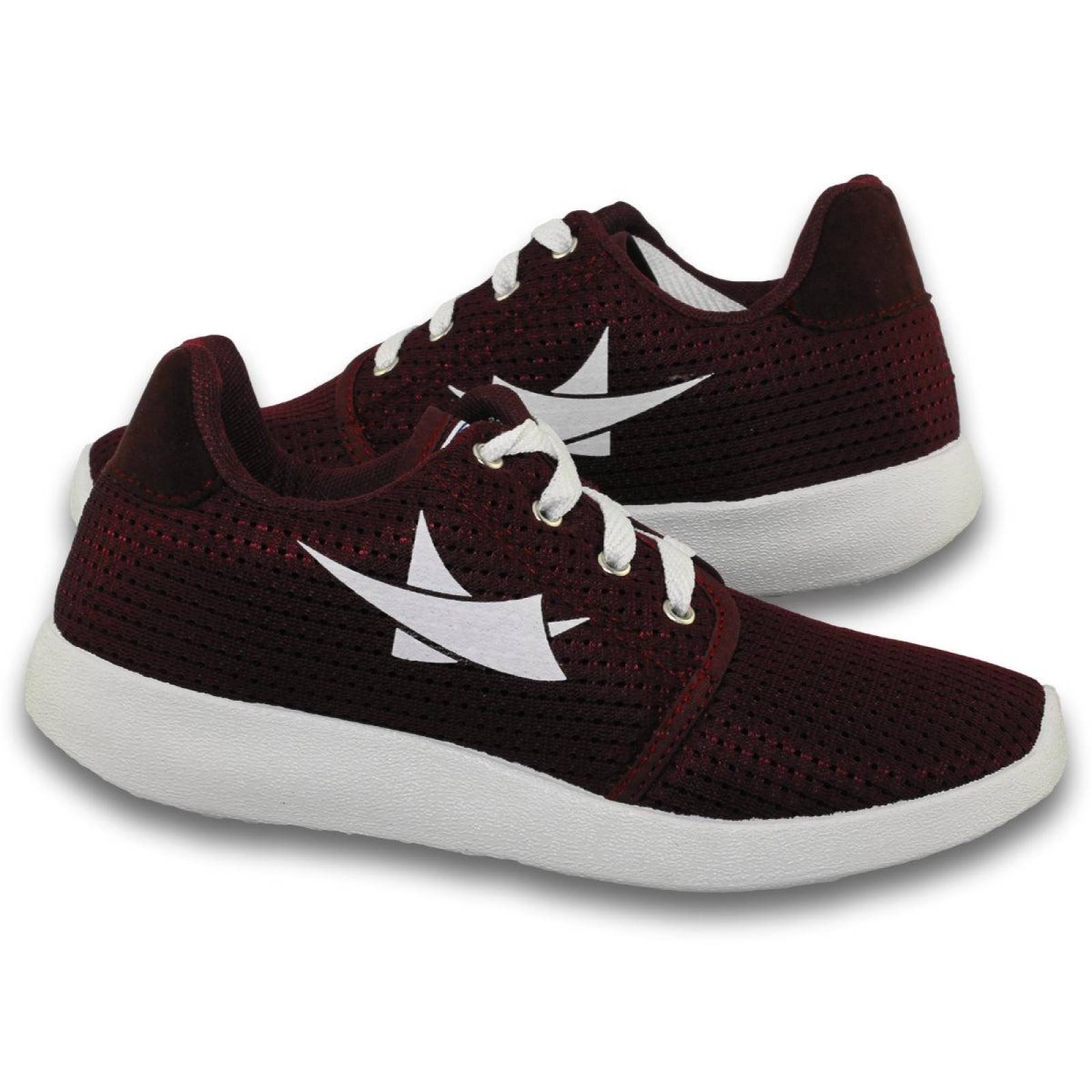 Tenis Deportivos Para Mujer Estilo 0350Al5 Textil Color Vino 