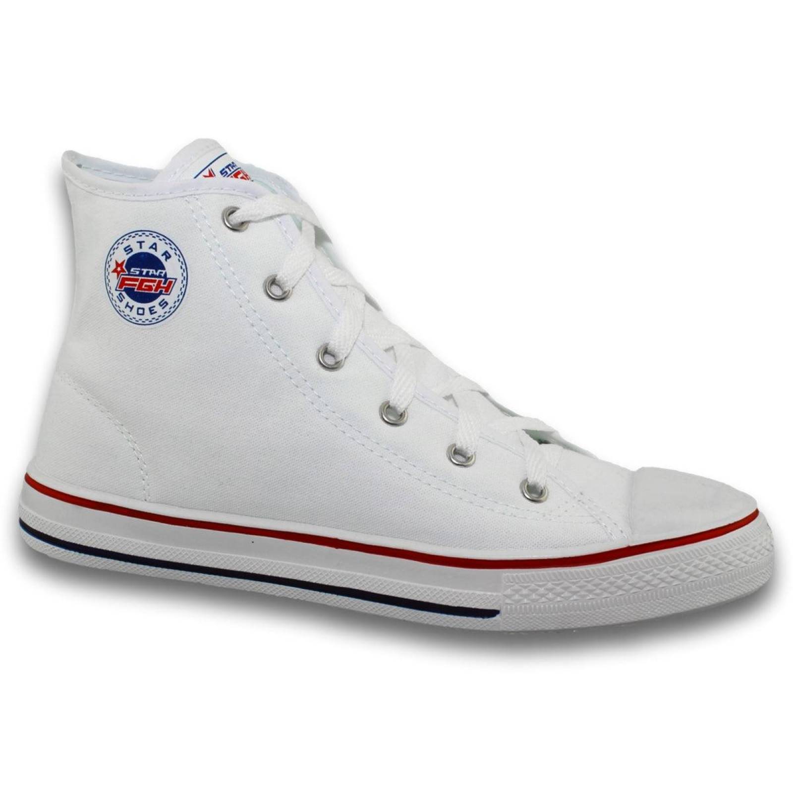 Tenis Para Hombre Bota Estilo 2800Al7  Acabado Textil Color Blanco 