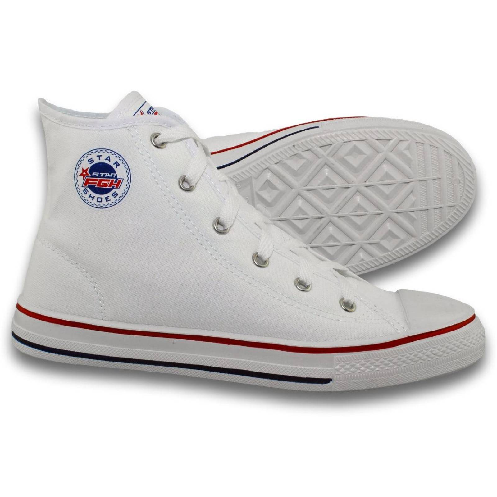 Tenis Para Hombre Bota Estilo 2800Al7  Acabado Textil Color Blanco 