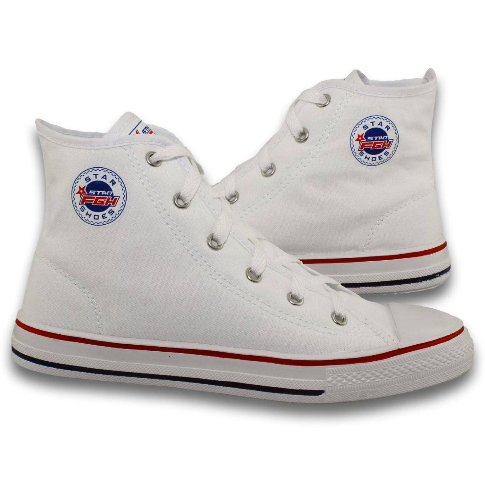 Tenis Para Hombre Bota Estilo 2800Al7  Acabado Textil Color Blanco 