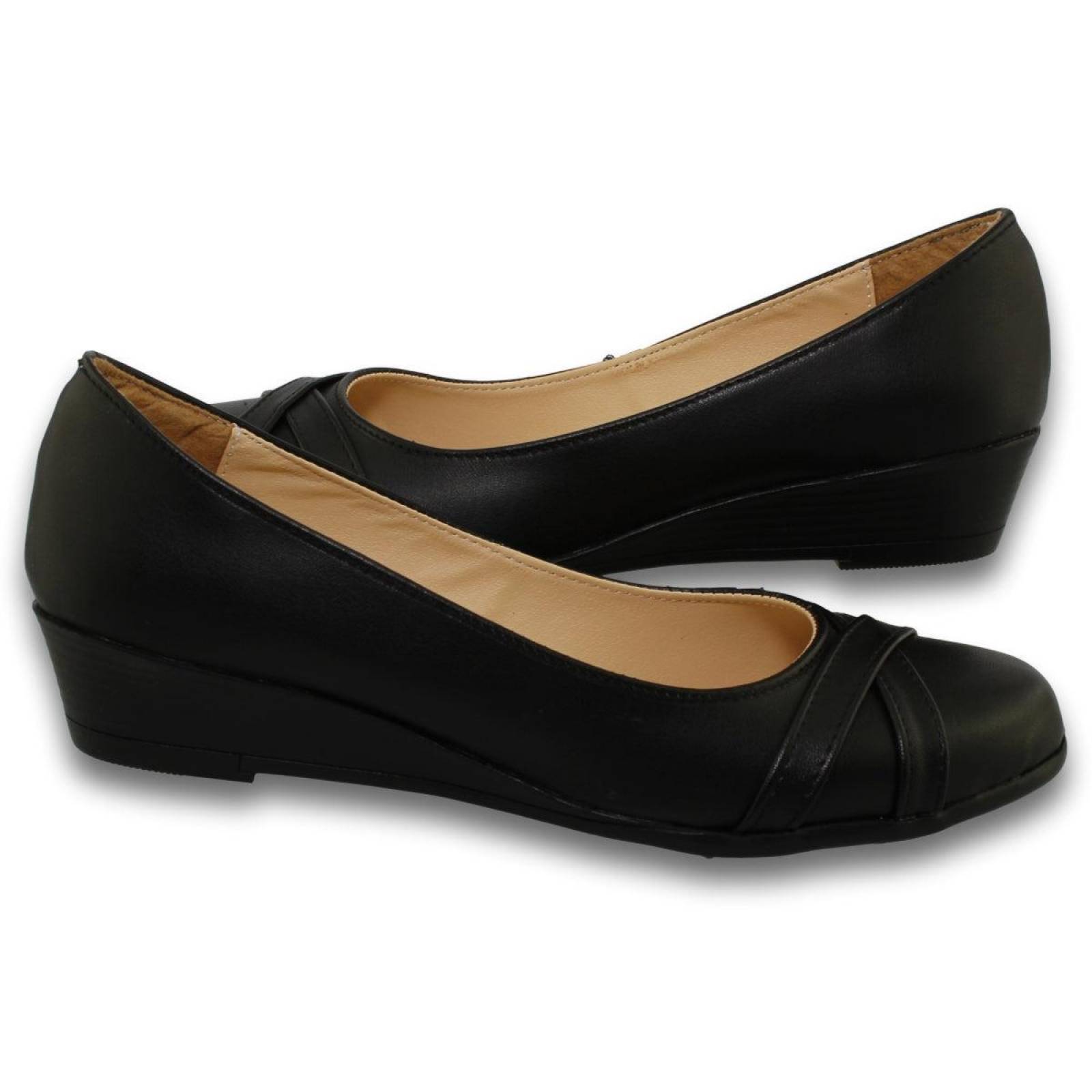 Zapatos Para Niña Escolares Casuales Con Tacon Estilo 2243An5 Simipiel Color Negro 