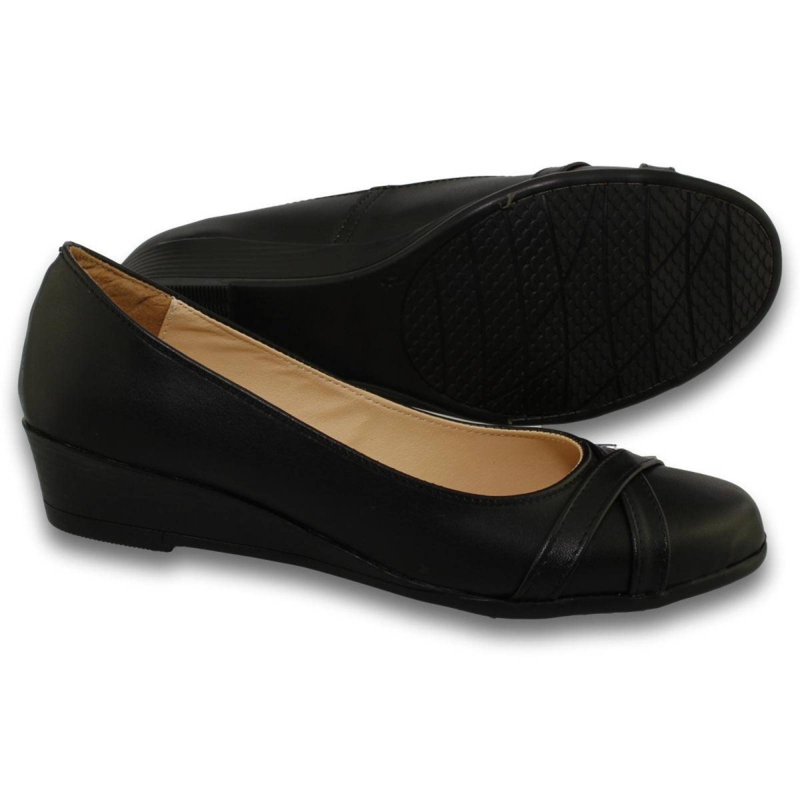 Zapatos Para Niña Escolares Casuales Con Tacon Estilo 2243An5 Simipiel Color Negro 