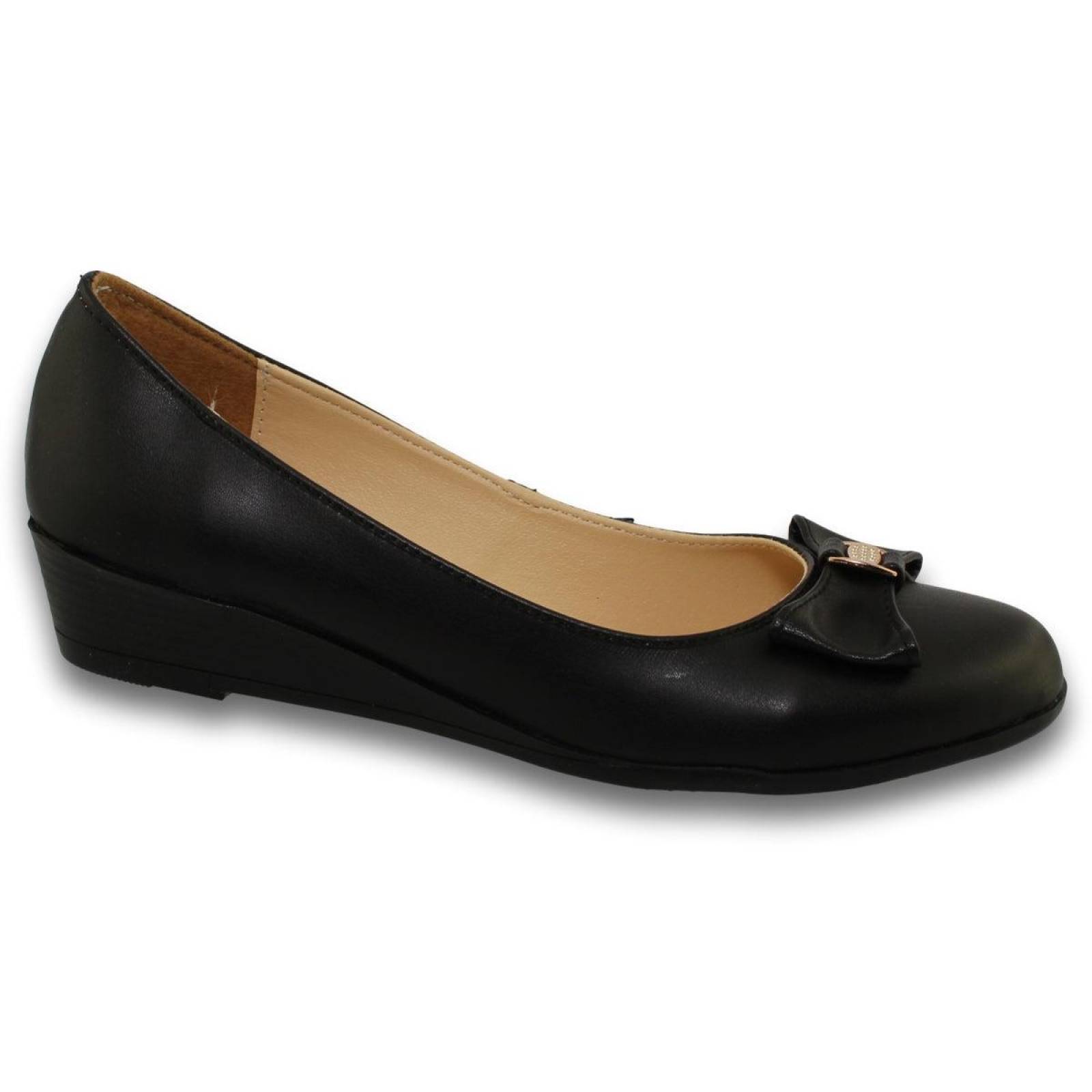 Zapatos Para Niña Escolares Con Tacon Corto Estilo 2245An5  Simipiel Color Negro 