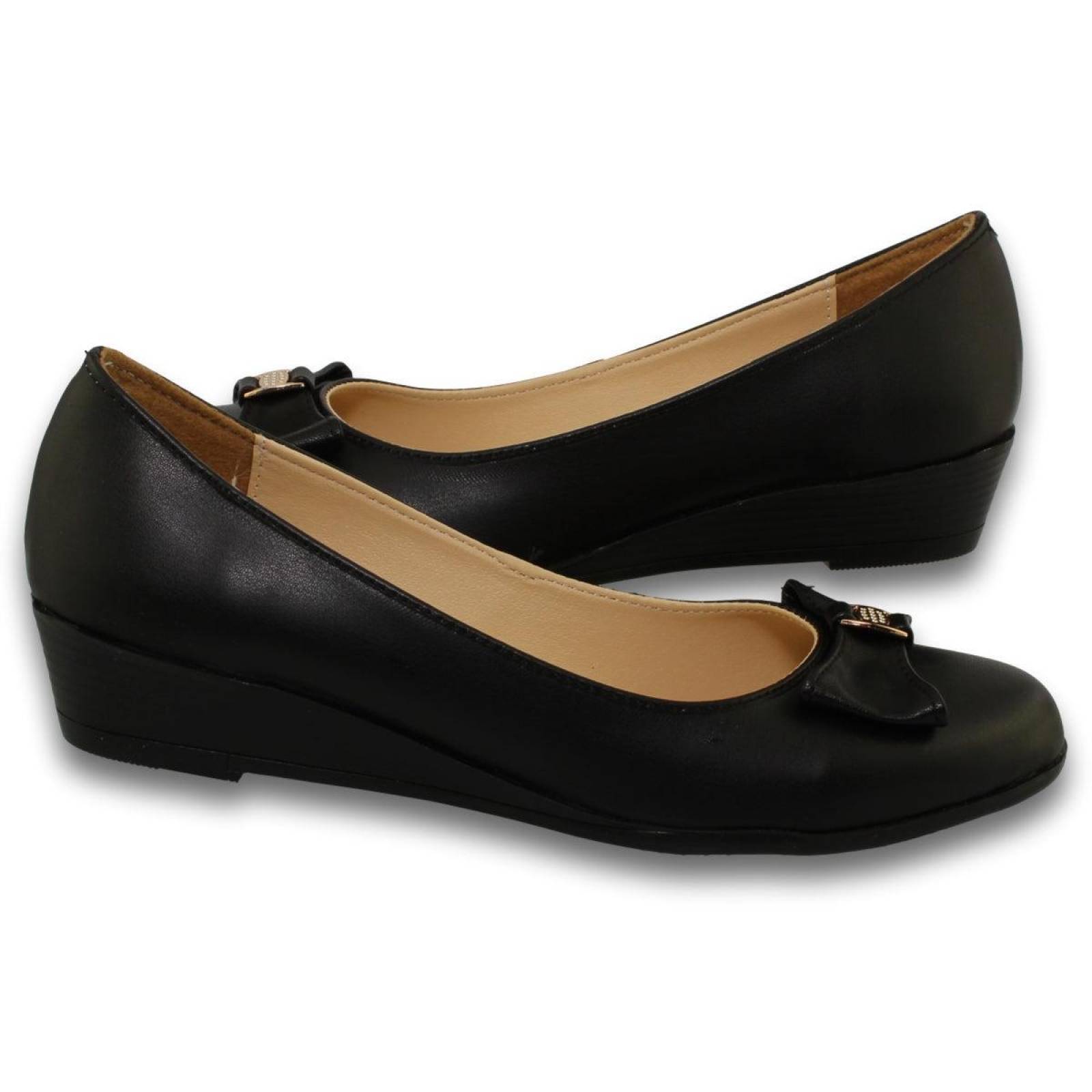 Zapatos Para Niña Escolares Con Tacon Corto Estilo 2245An5  Simipiel Color Negro 