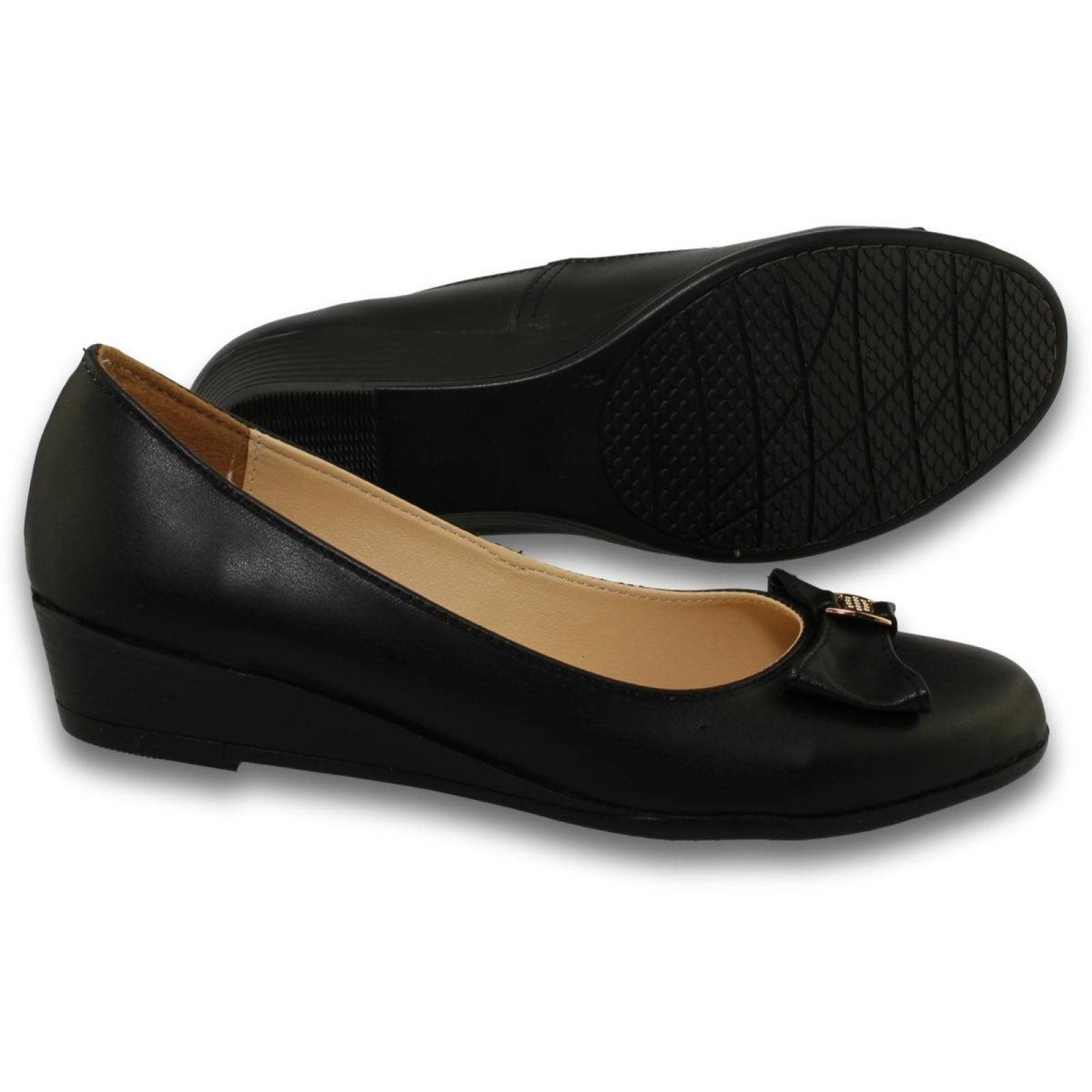 Zapatos Para Niña Escolares Con Tacon Corto Estilo 2245An5  Simipiel Color Negro 