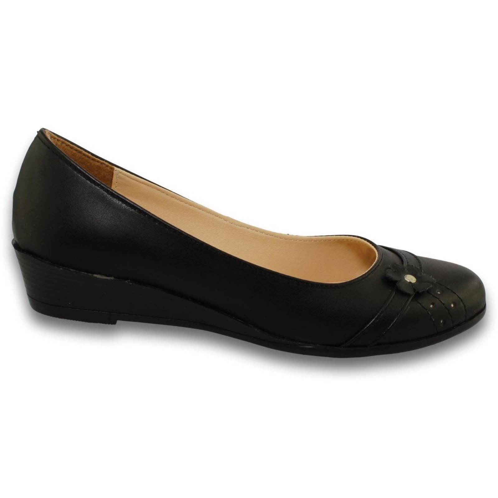 Zapatos Para Niña Escolares Con Tacon Corrido Estilo 2265An5 Simipiel Color Negro 