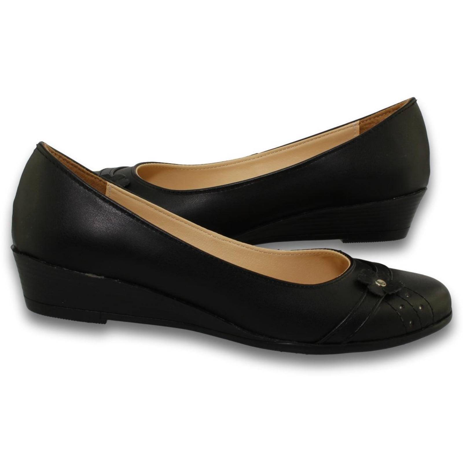 Zapatos Para Niña Escolares Con Tacon Corrido Estilo 2265An5 Simipiel Color Negro 