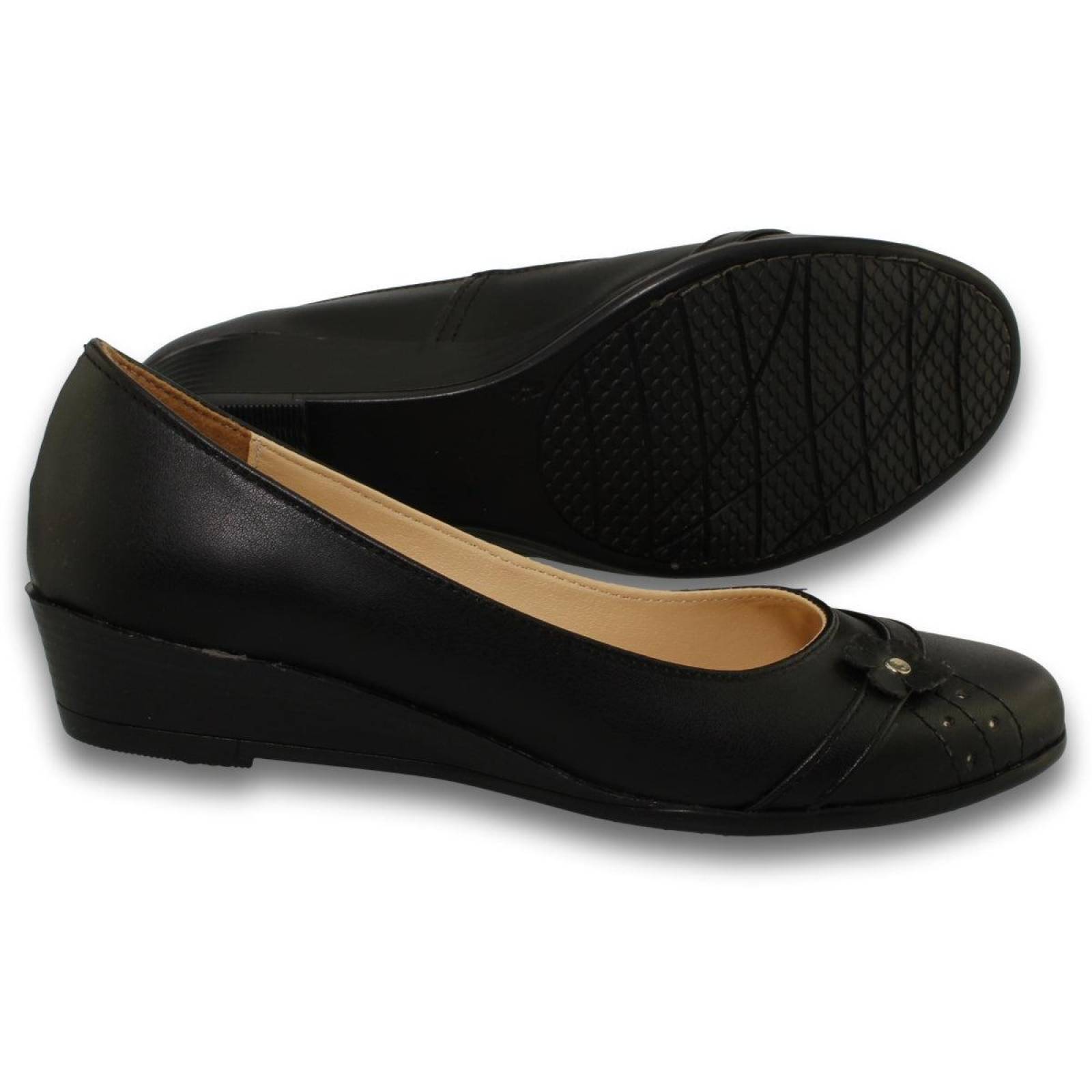 Zapatos Para Niña Escolares Con Tacon Corrido Estilo 2265An5 Simipiel Color Negro 