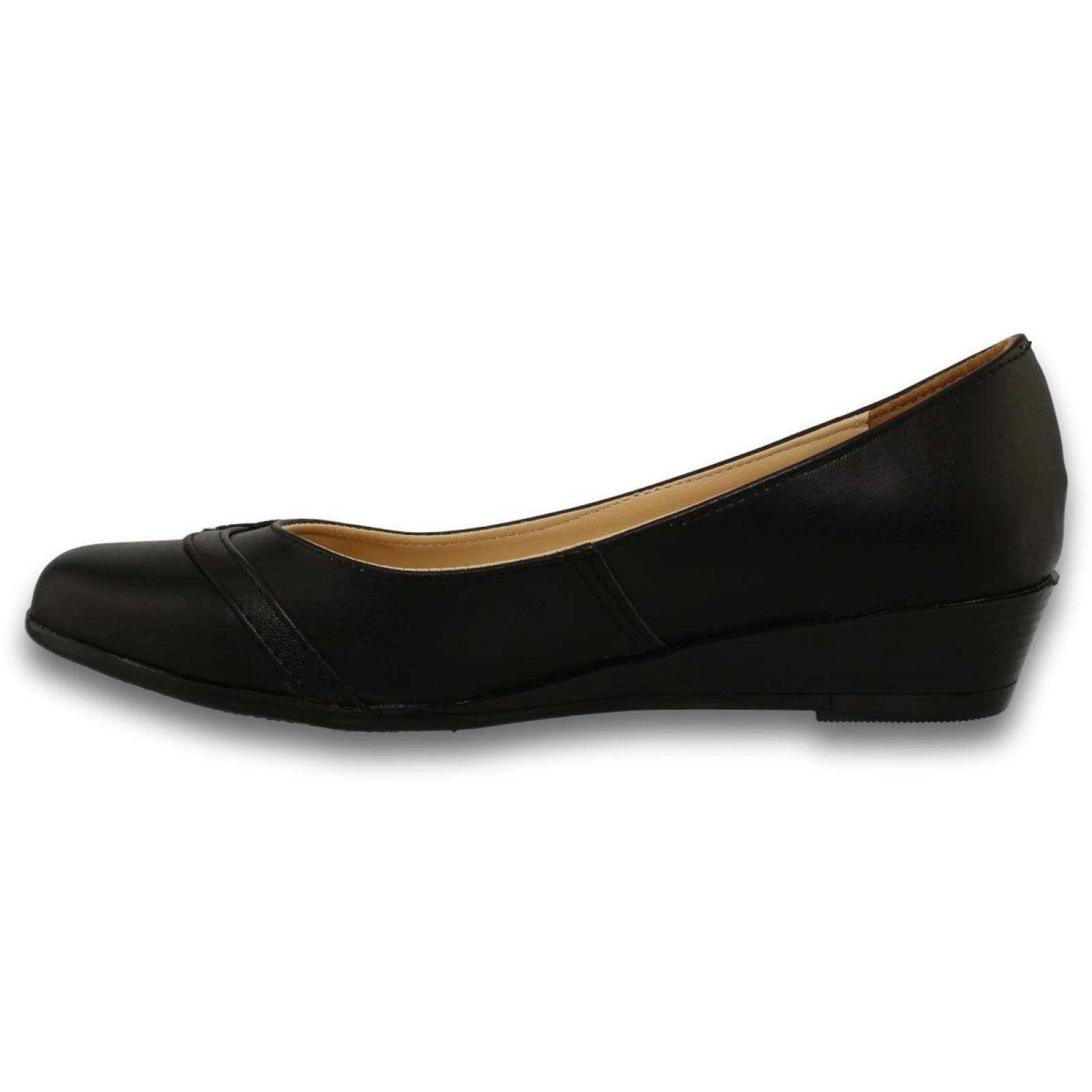 Zapatos Para Niña Escolares Con Tacon Corrido Estilo 2265An5 Simipiel Color Negro 
