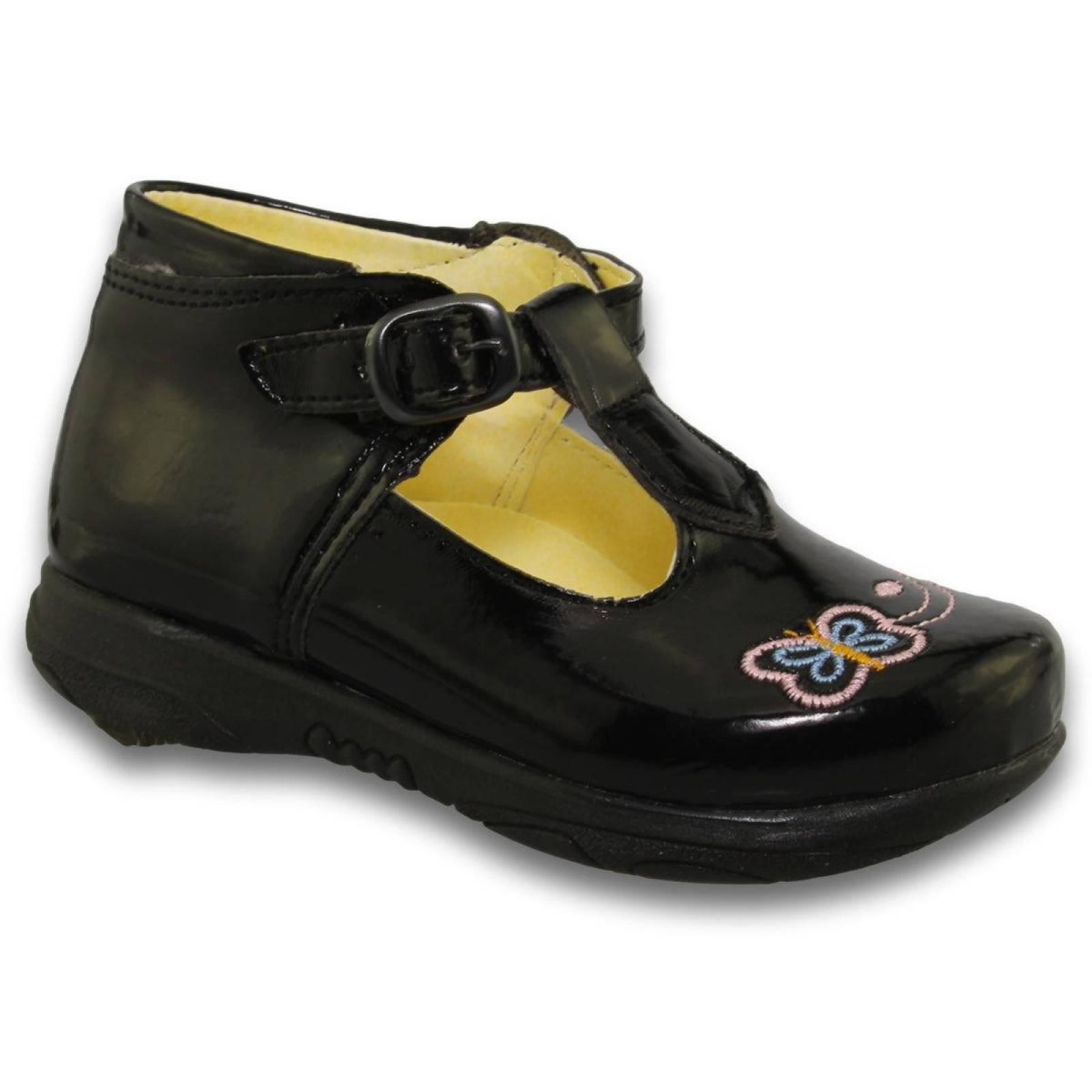 Zapatos Escolares De Niña Con Bordado Estilo 9410Sa17 Marca Sarahi Acabado Charol Color Negro 
