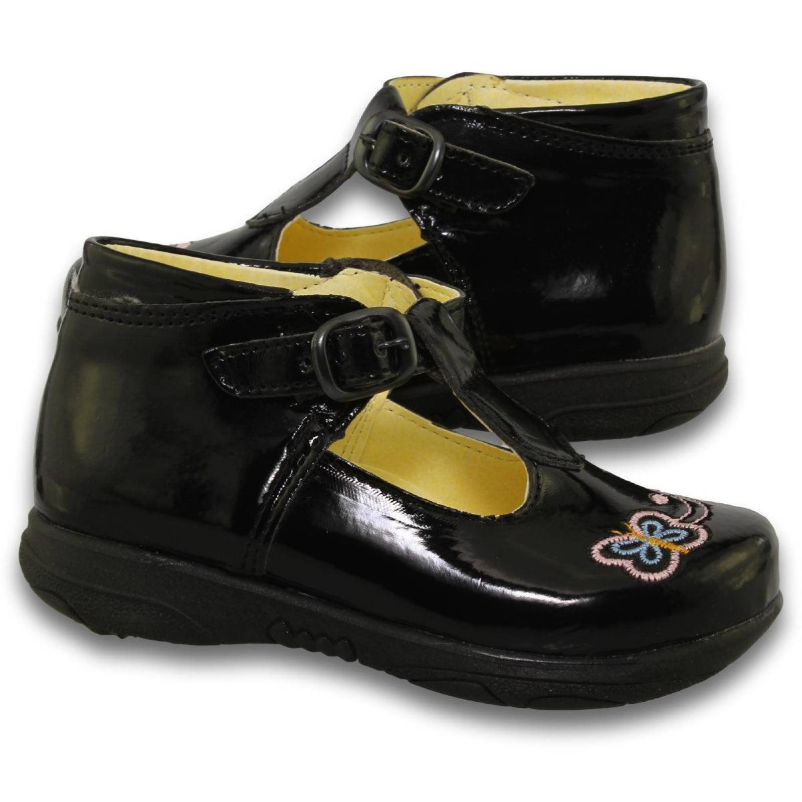 Zapatos Escolares De Niña Con Bordado Estilo 9410Sa17 Marca Sarahi Acabado Charol Color Negro 