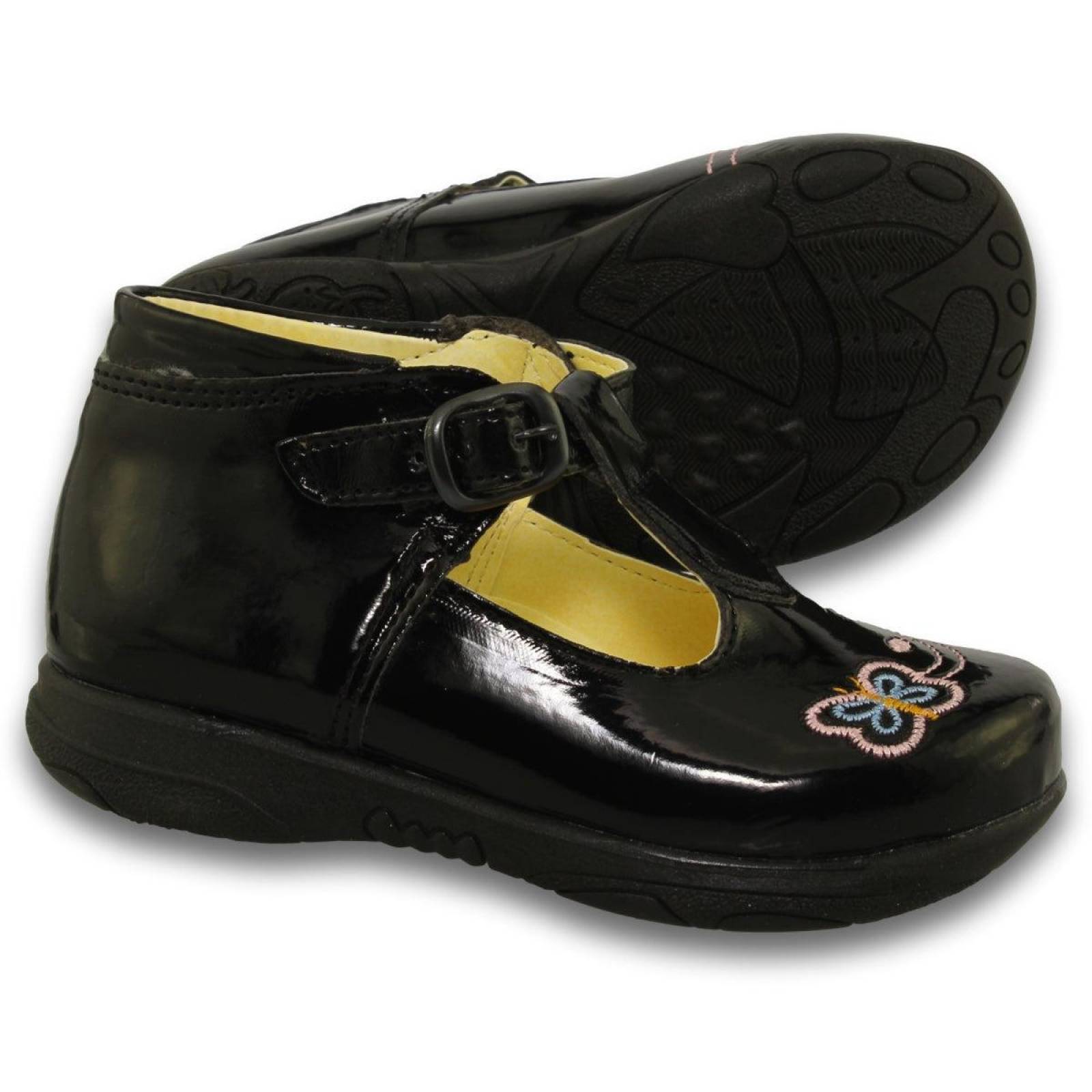 Zapatos Escolares De Niña Con Bordado Estilo 9410Sa17 Marca Sarahi Acabado Charol Color Negro 