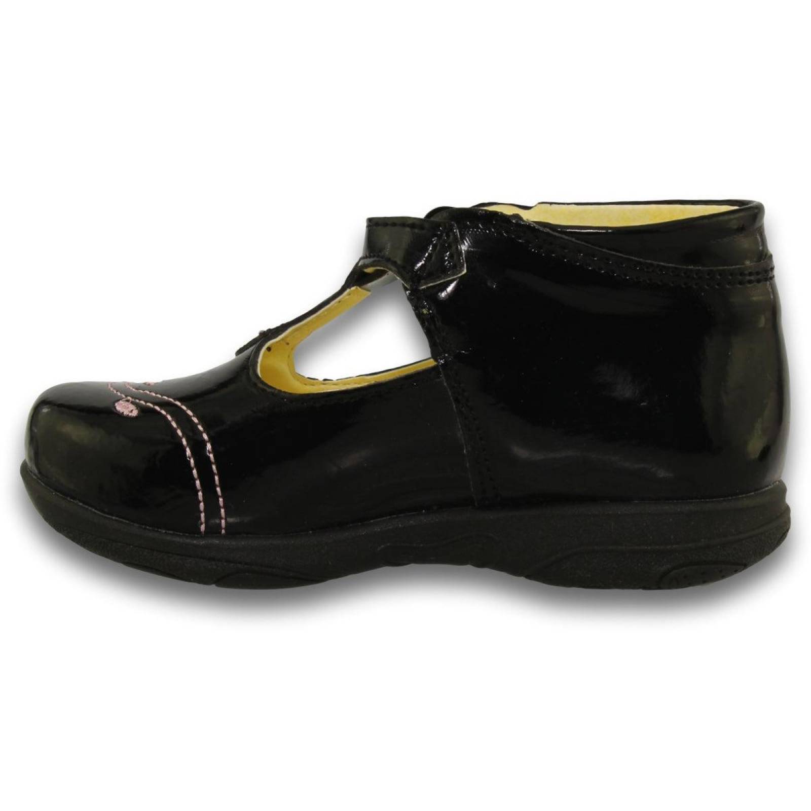 Zapatos Escolares De Niña Con Bordado Estilo 9410Sa17 Marca Sarahi Acabado Charol Color Negro 
