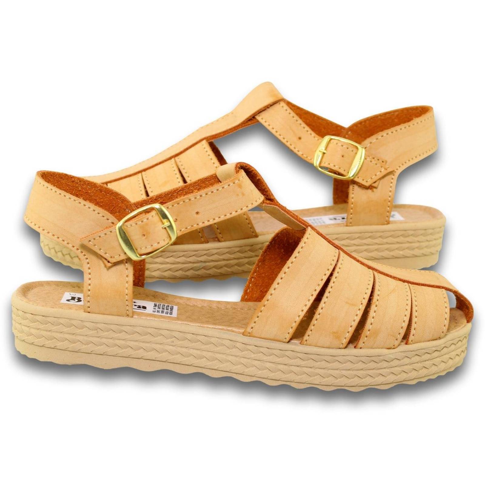 Sandalias Comodas Para Mujer Estilo 0150Be5 Simipiel Color Beige