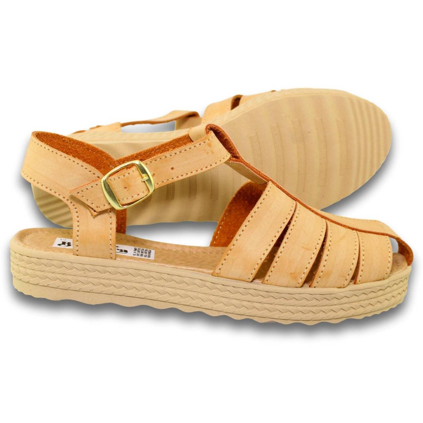 Sandalias Comodas Para Mujer Estilo 0150Be5 Simipiel Color Beige