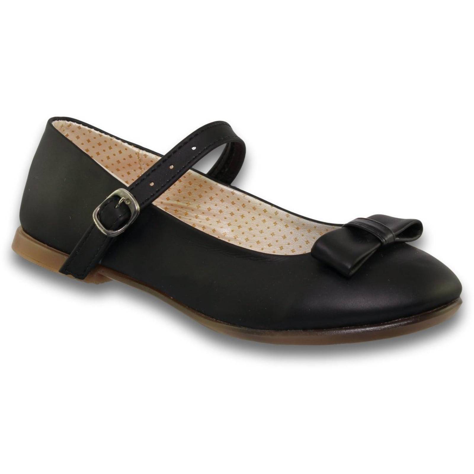 Zapatos Escolares Para Niña Balerinas Estilo 0300Pa21 Acabado Simipiel Color Negro 