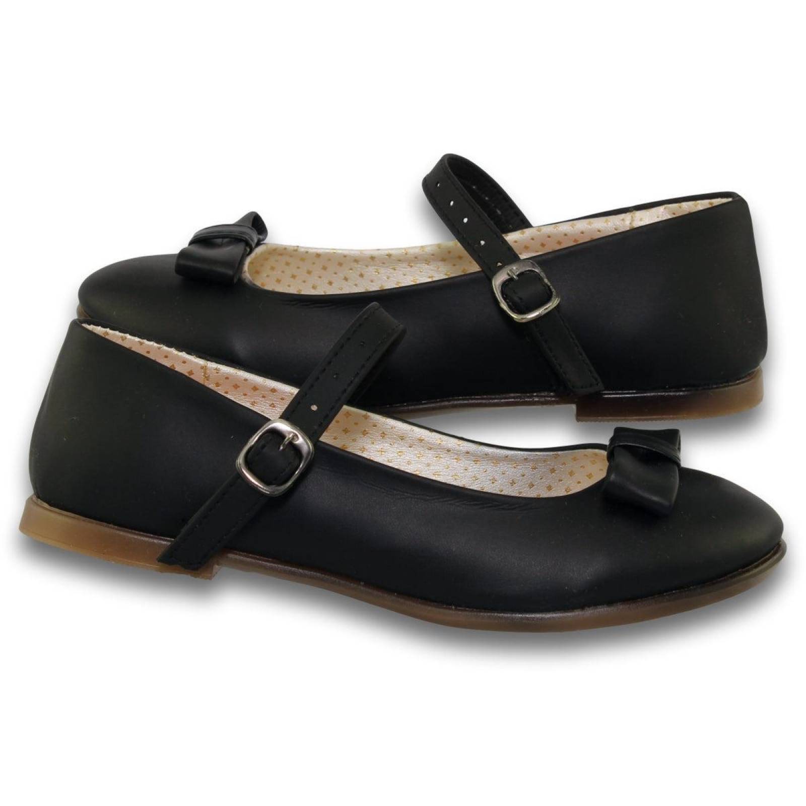 Zapatos Escolares Para Niña Balerinas Estilo 0300Pa21 Acabado Simipiel Color Negro 