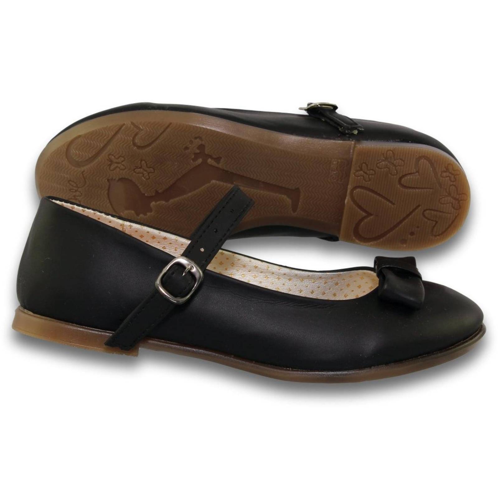 Zapatos Escolares Para Niña Balerinas Estilo 0300Pa21 Acabado Simipiel Color Negro 