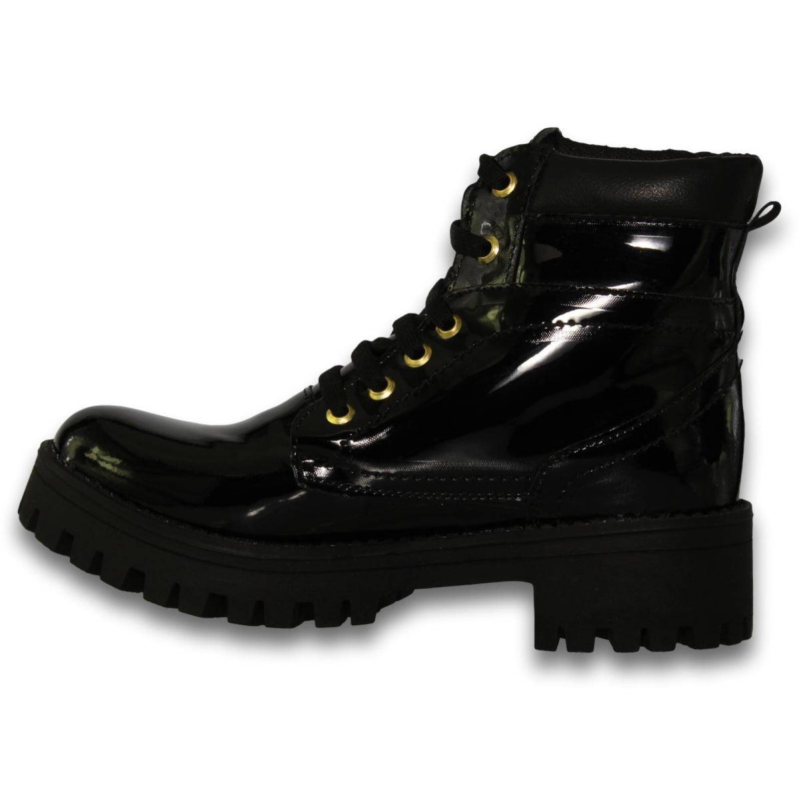 Botas Para Mujer Comodas De Moda Estilo 0500Mi5 Acabado Charol Color Negro 