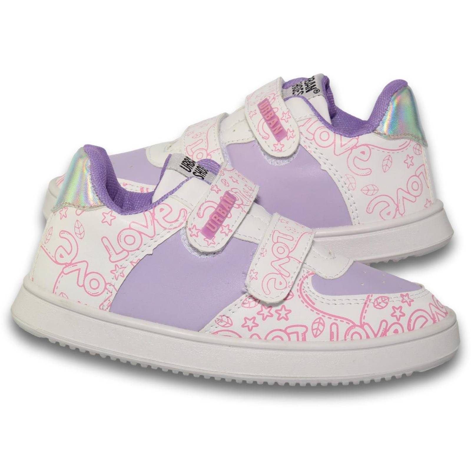 Tenis Para Niña Urbanos Estilo 2929Ur21 Simipiel Color Blanco Lavanda 