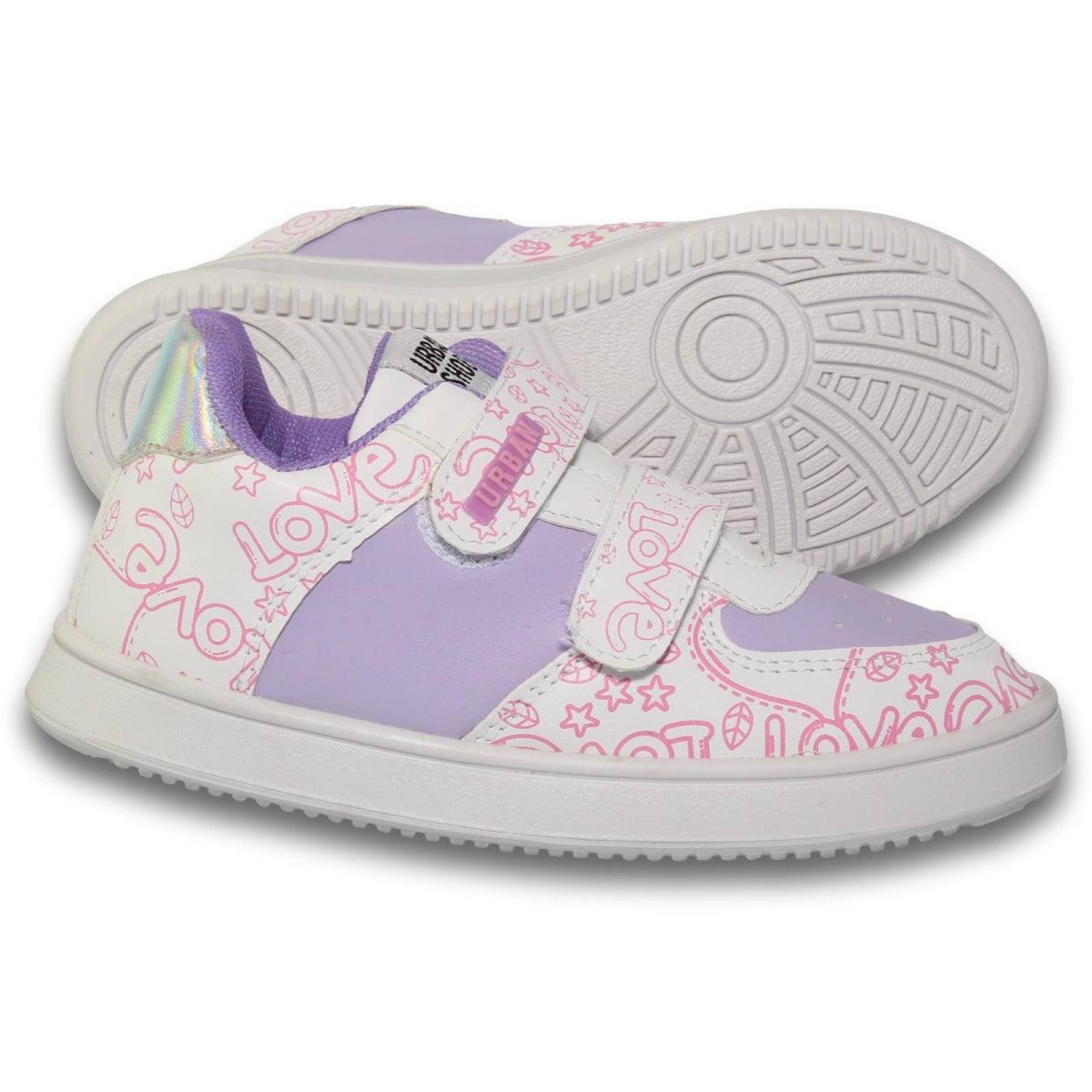 Tenis Para Niña Urbanos Estilo 2929Ur21 Simipiel Color Blanco Lavanda 