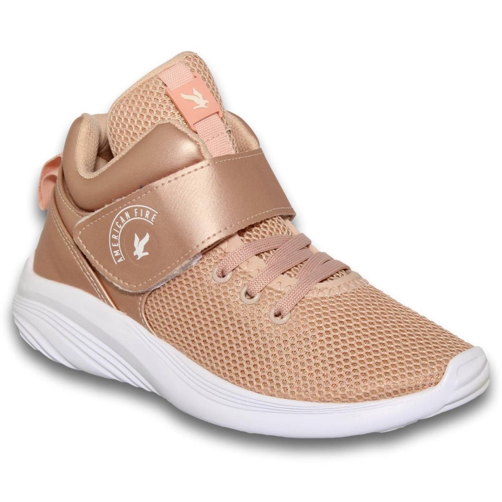 Tenis Para Niña Tipo Bota Estilo 2000Am21 Malla Color Rosa Palo 