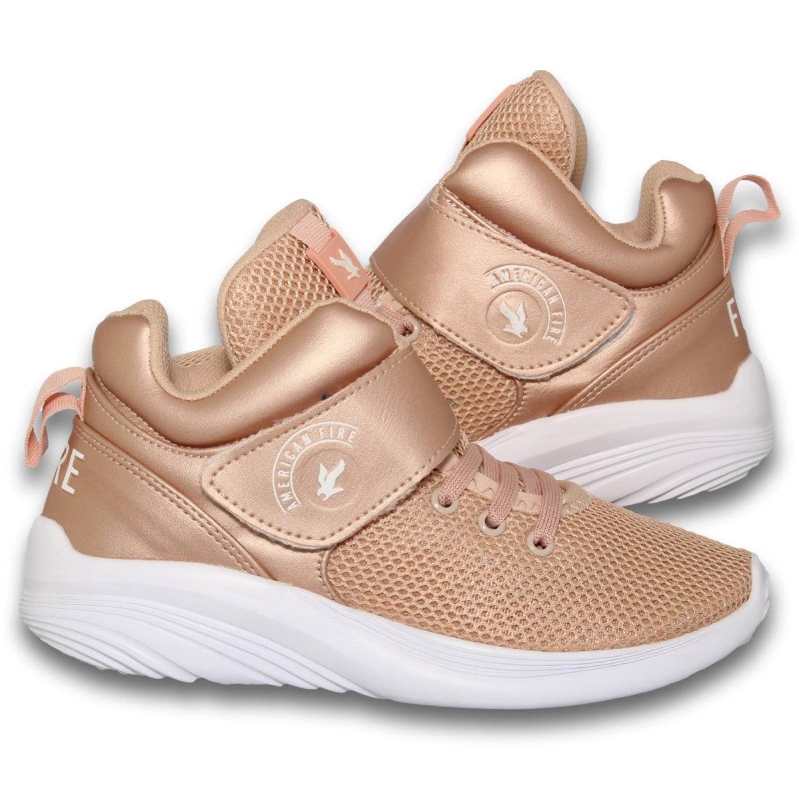 Tenis Para Niña Tipo Bota Estilo 2000Am21 Malla Color Rosa Palo 