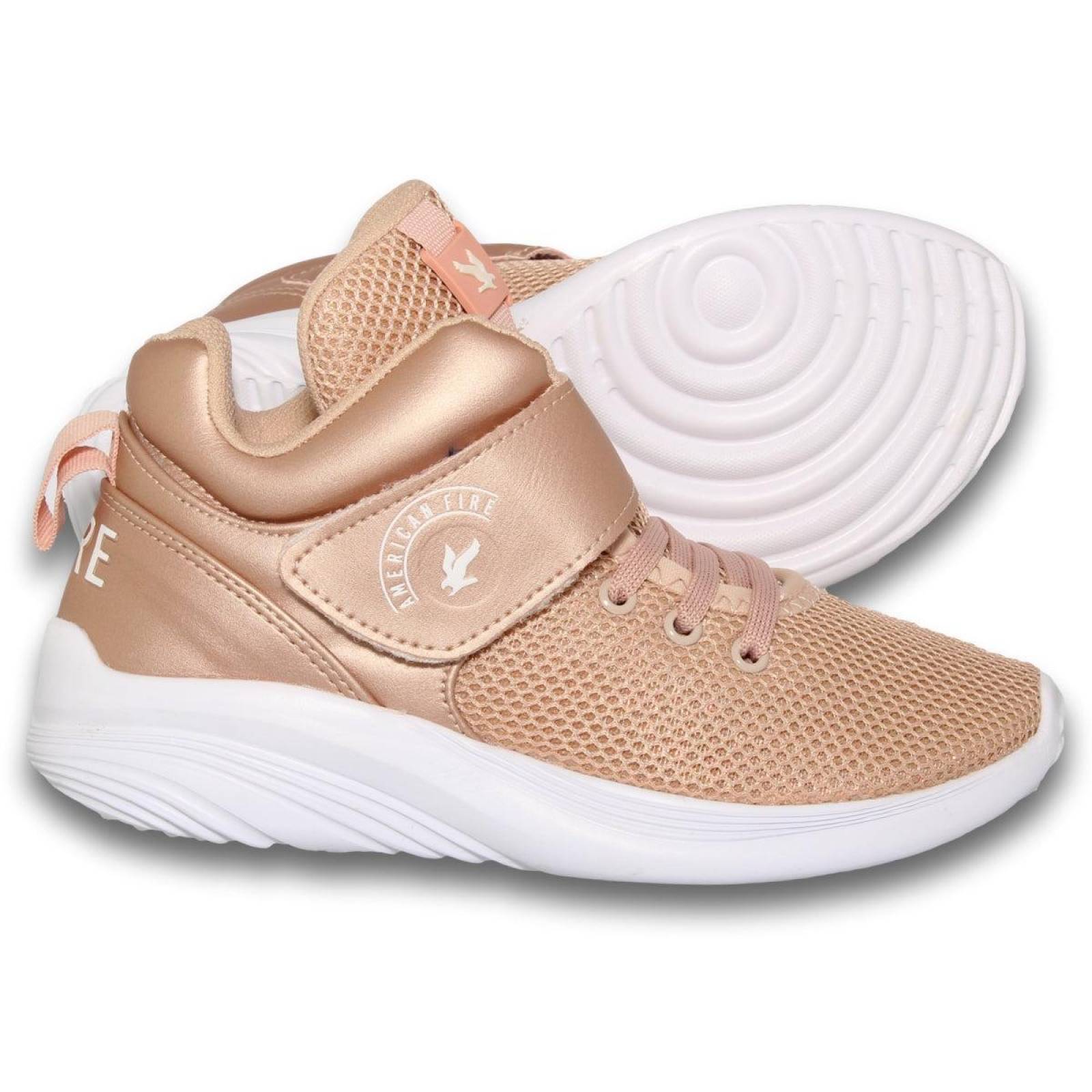 Tenis Para Niña Tipo Bota Estilo 2000Am21 Malla Color Rosa Palo 