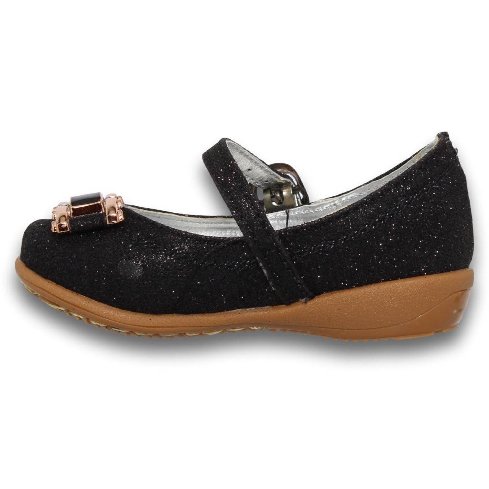 Zapatos Para Niña Balerinas Estilo 0826Be14 Sintetico Color Negro Brillos 
