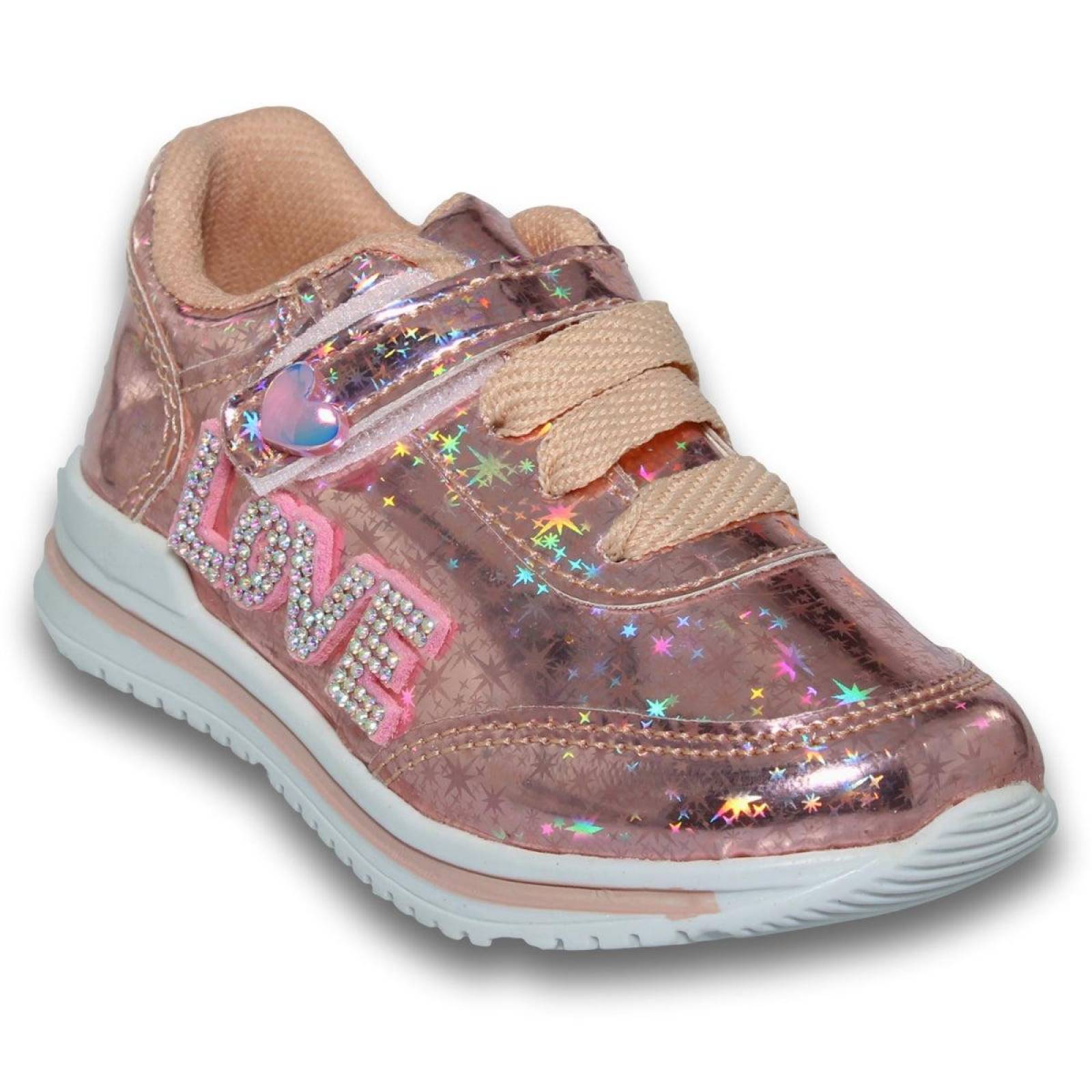 Tenis Deportivos Para Niña Estilo 0015De14 Plus Acabado Sintetico Color Maquillaje 