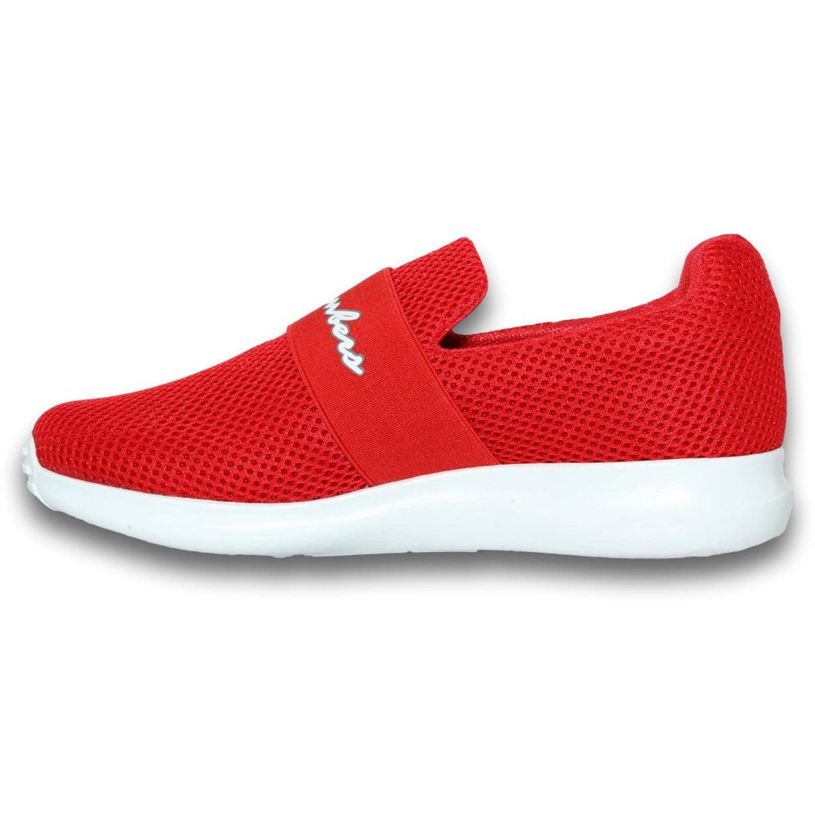 Tenis Comodos Textiles Para Mujer Estilo 0361Fe5 Acabado Textil Color Rojo 